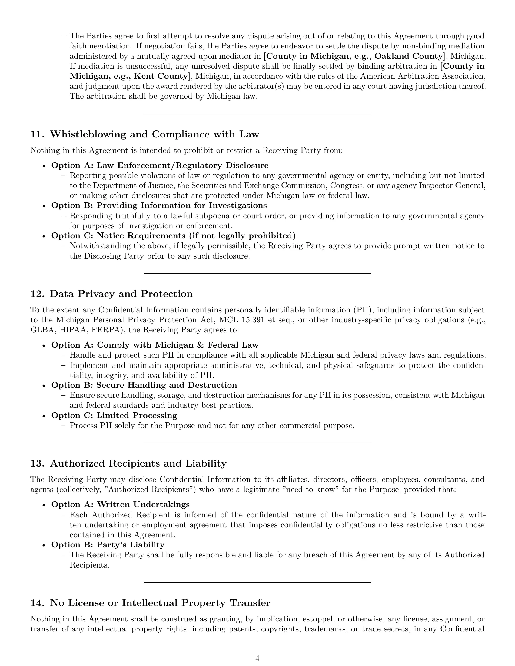 Preview page 4 of Pro Michigan mutual nda template