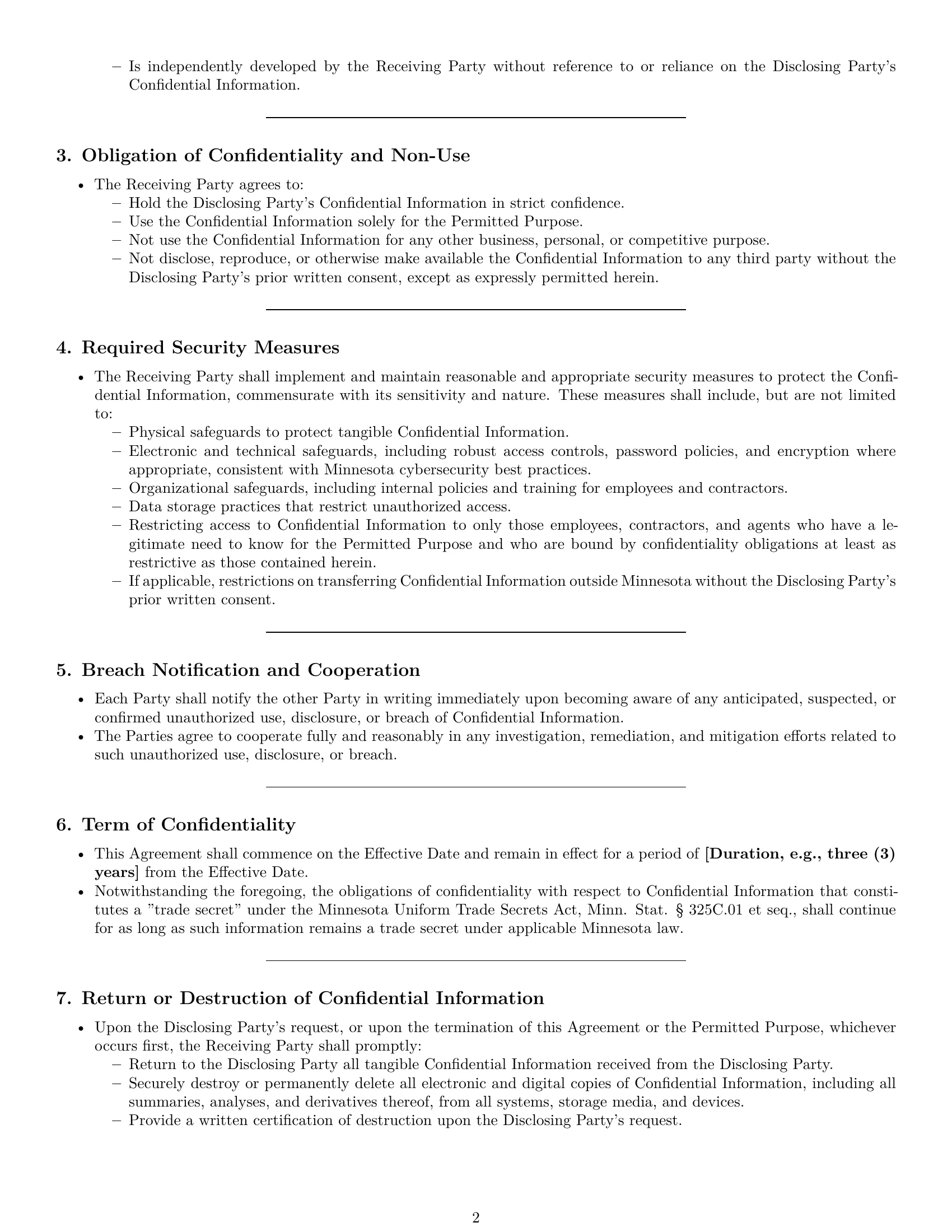 Preview page 2 of Pro Minnesota mutual nda template
