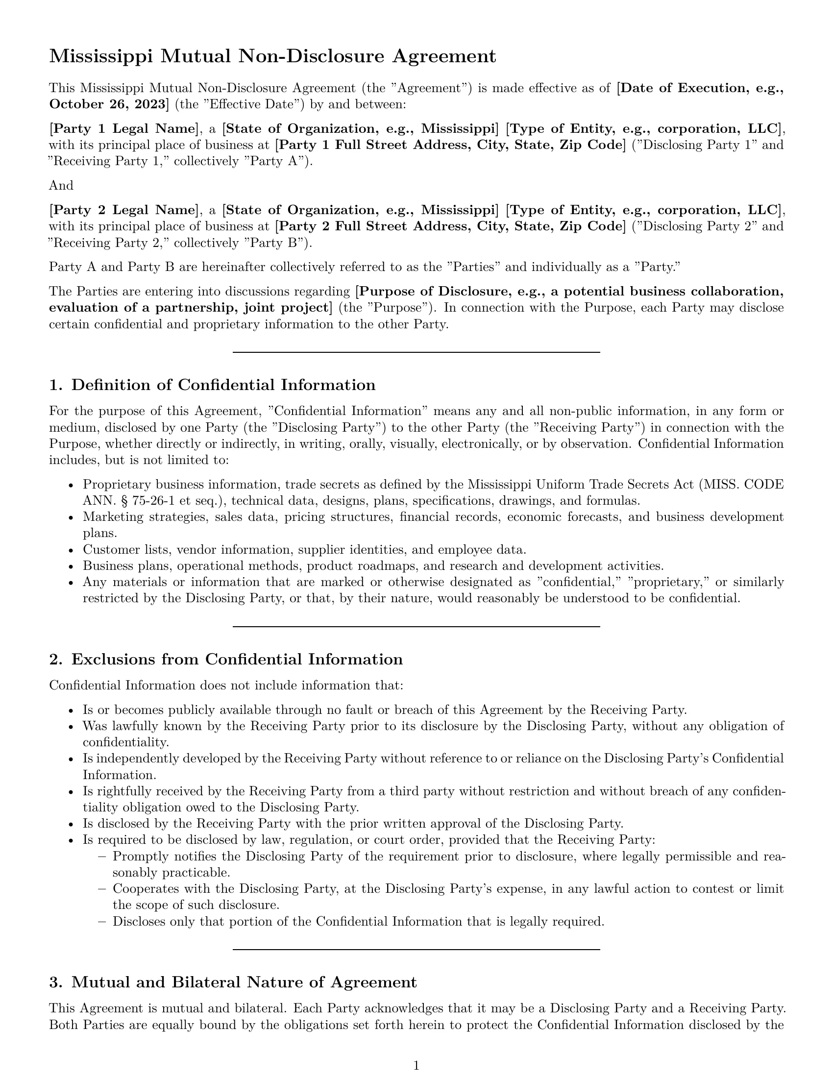 Preview page 1 of Pro Mississippi mutual nda template