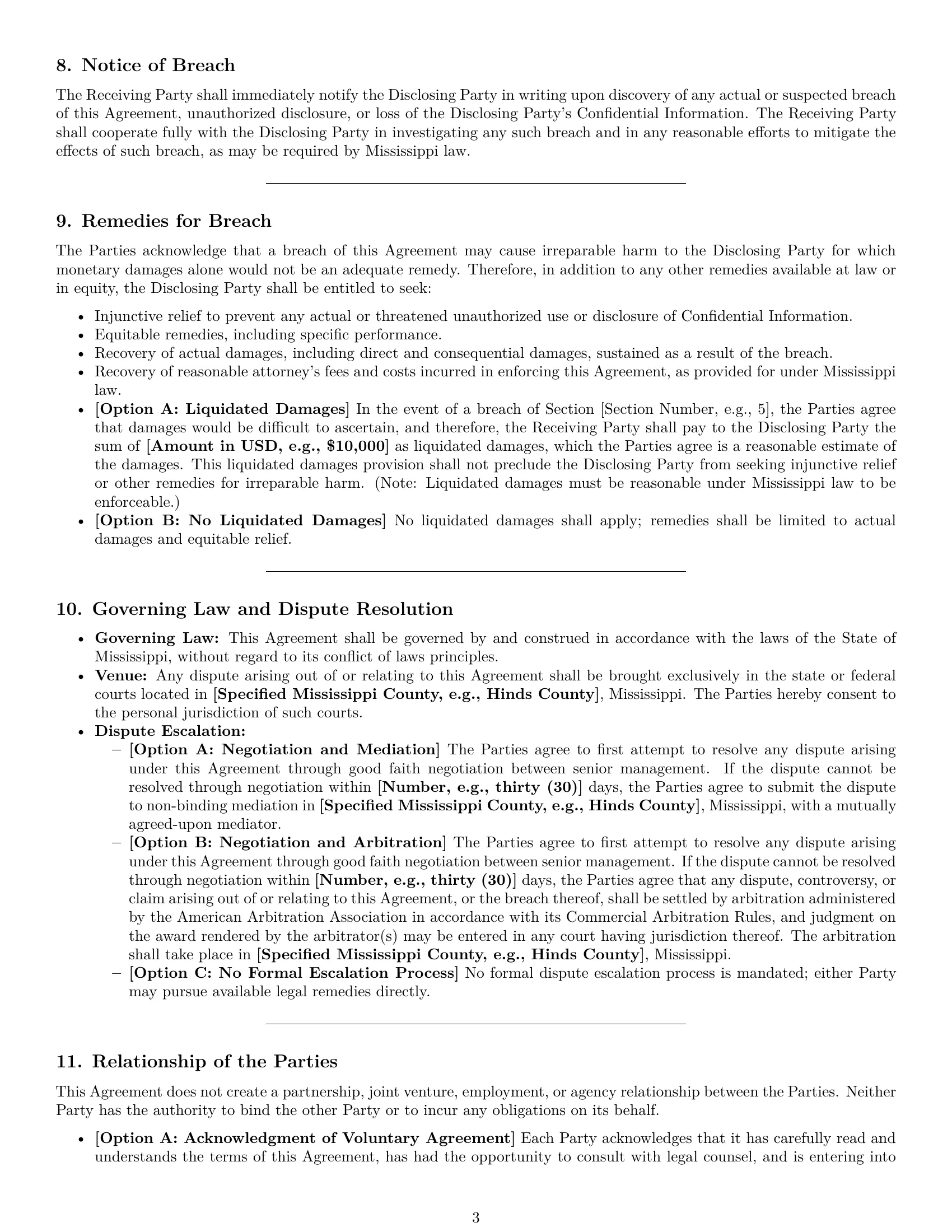Preview page 3 of Pro Mississippi mutual nda template