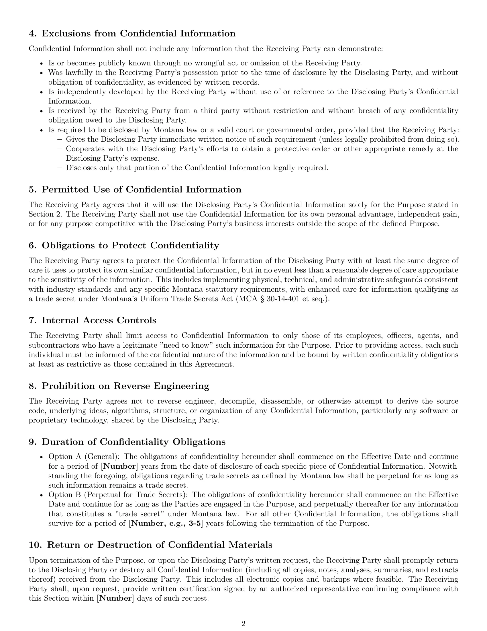 Preview page 2 of Pro Montana mutual nda template