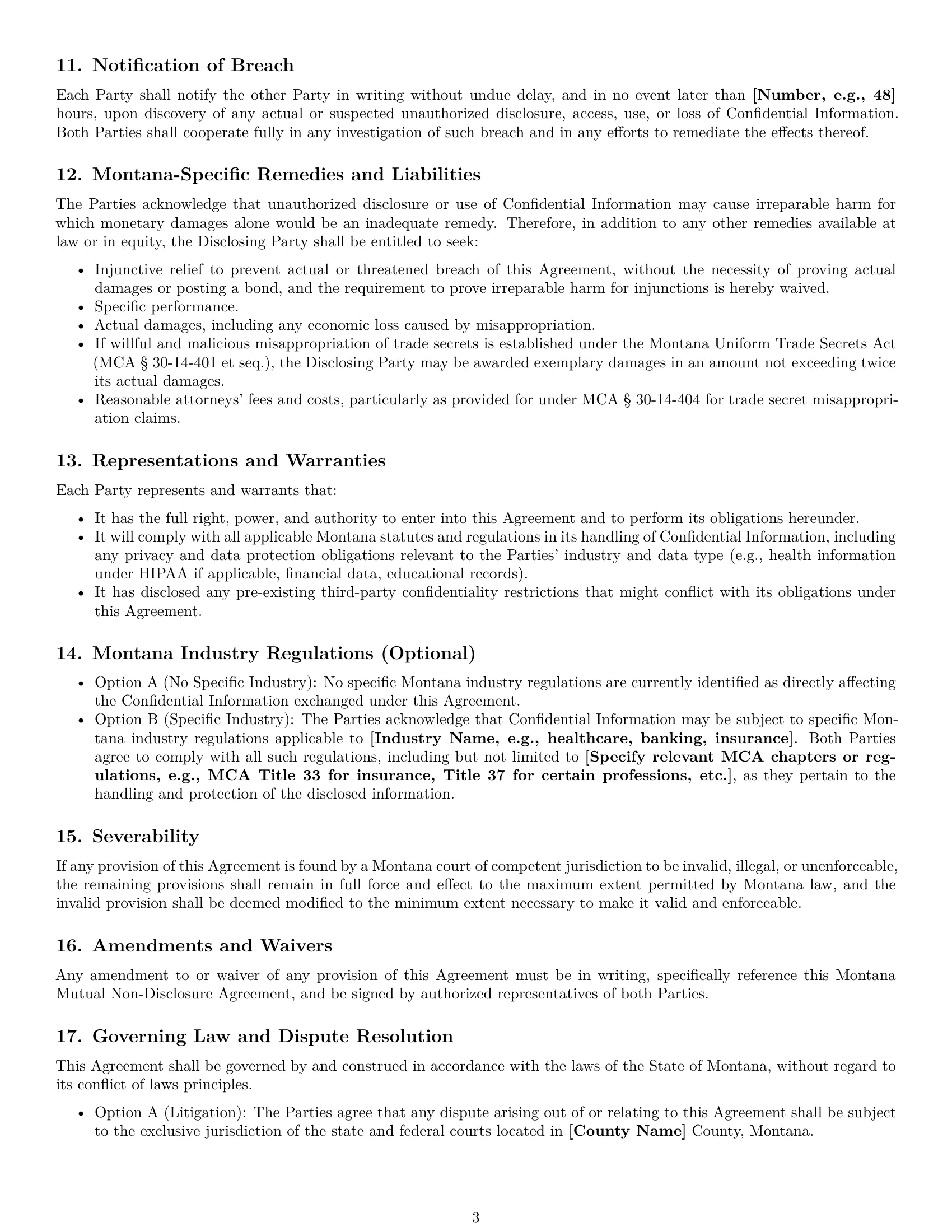 Preview page 3 of Pro Montana mutual nda template