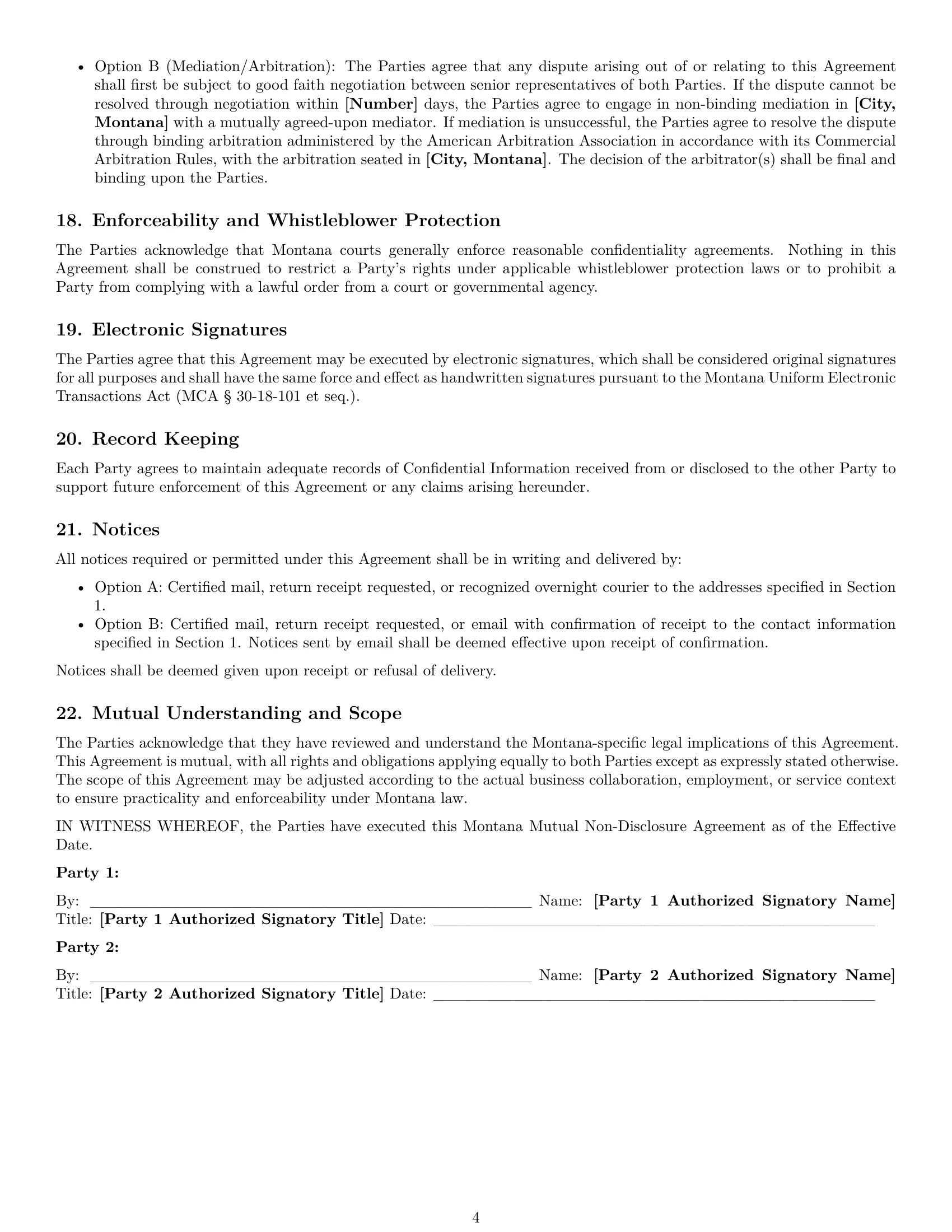 Preview page 4 of Pro Montana mutual nda template