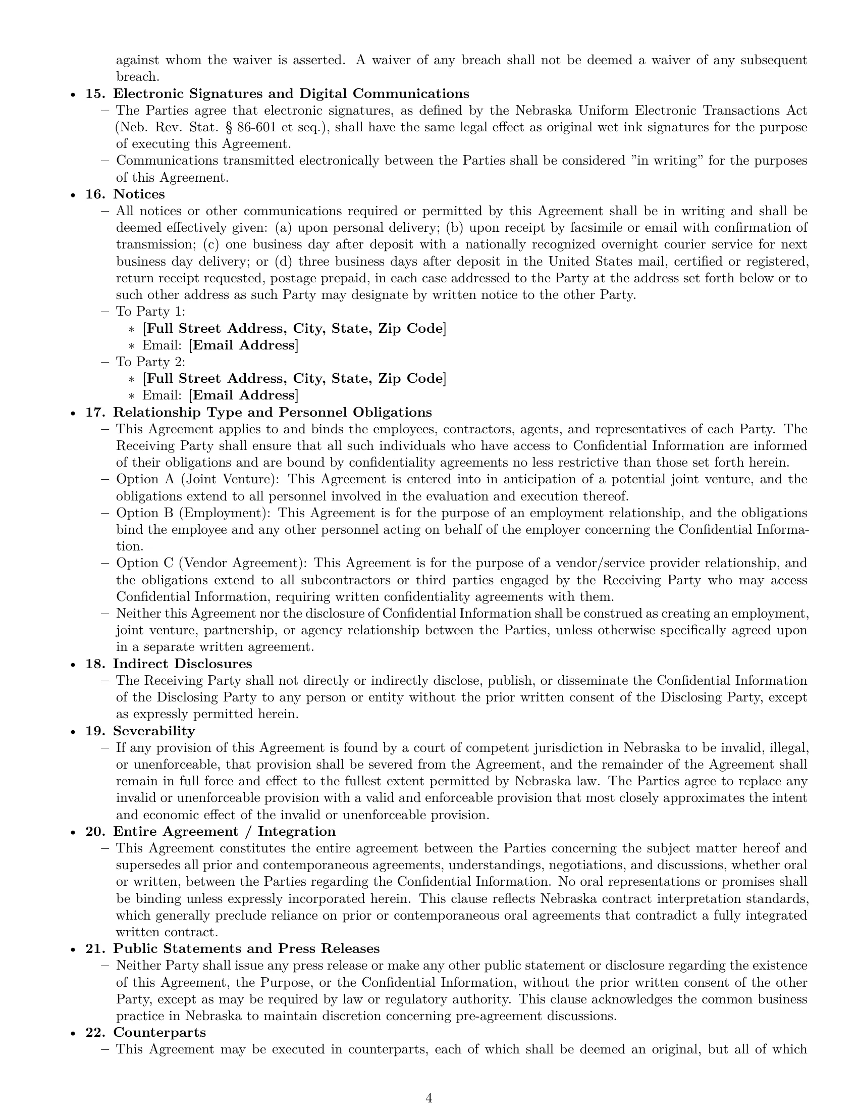 Preview page 4 of Pro Nebraska mutual nda template