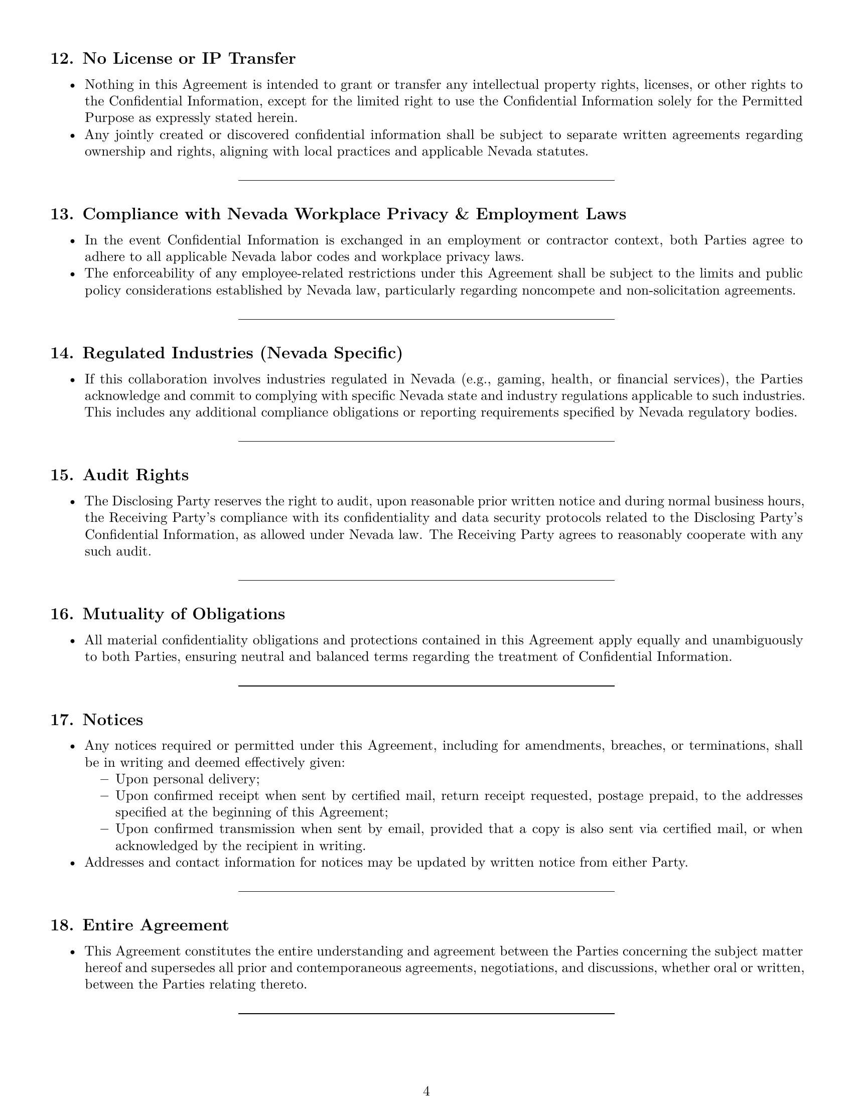 Preview page 4 of Pro Nevada mutual nda template