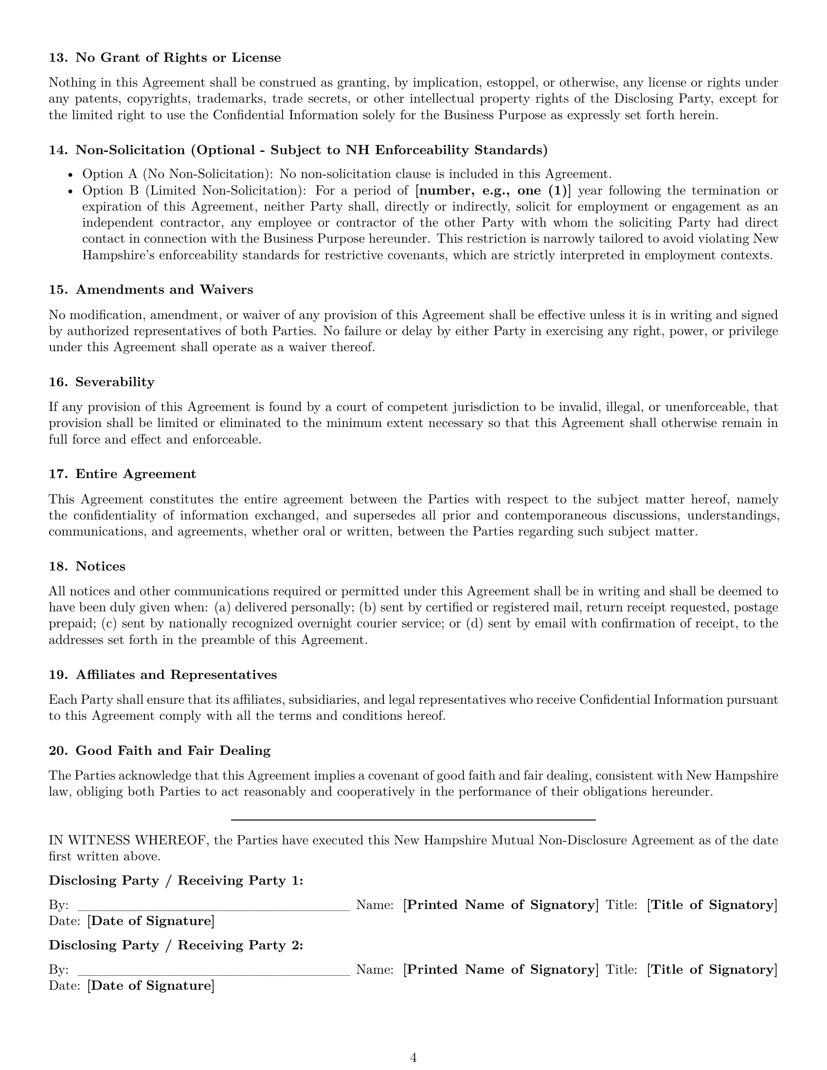 Preview page 4 of Pro New Hampshire mutual nda template