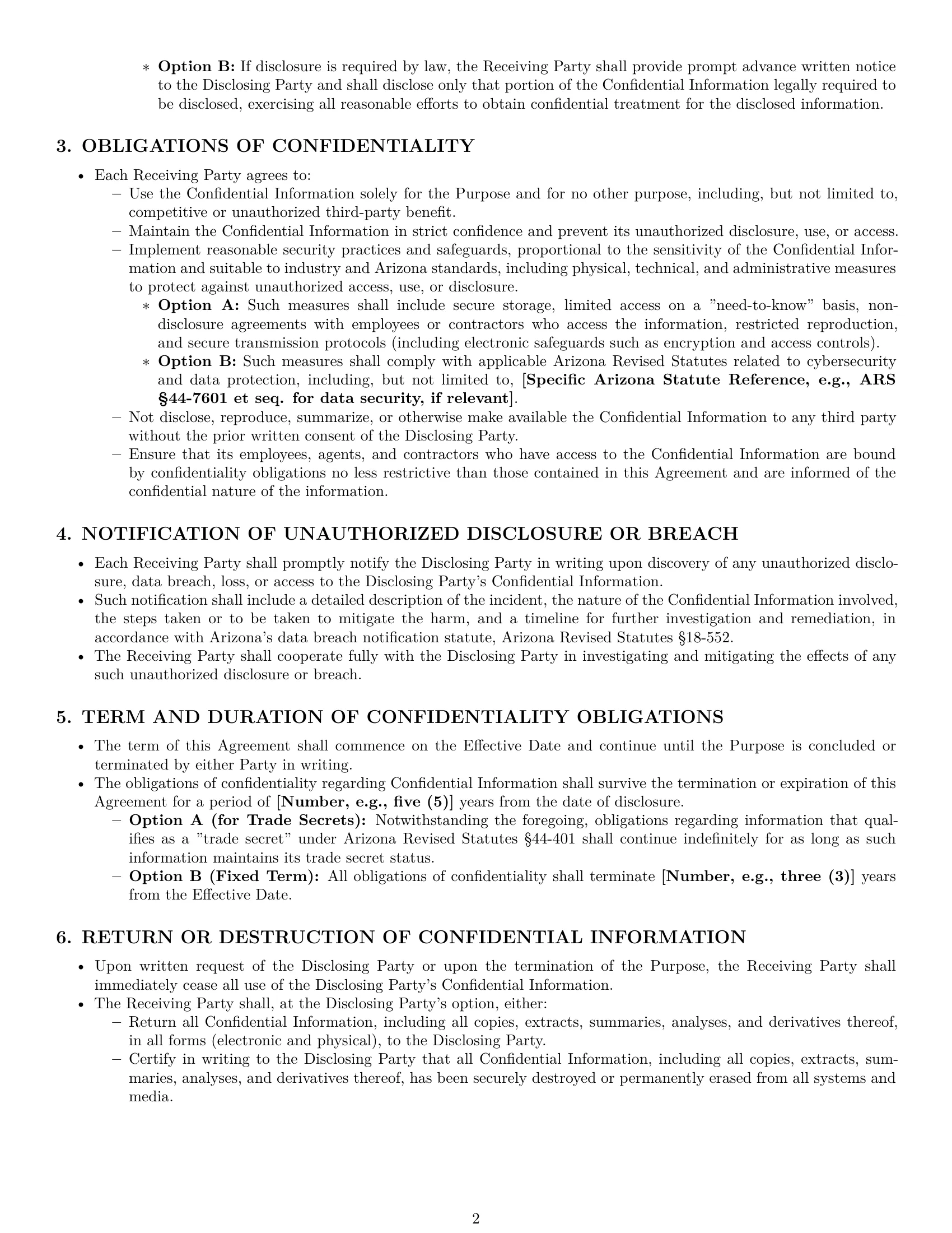 Preview page 2 of Pro Arizona mutual nda template