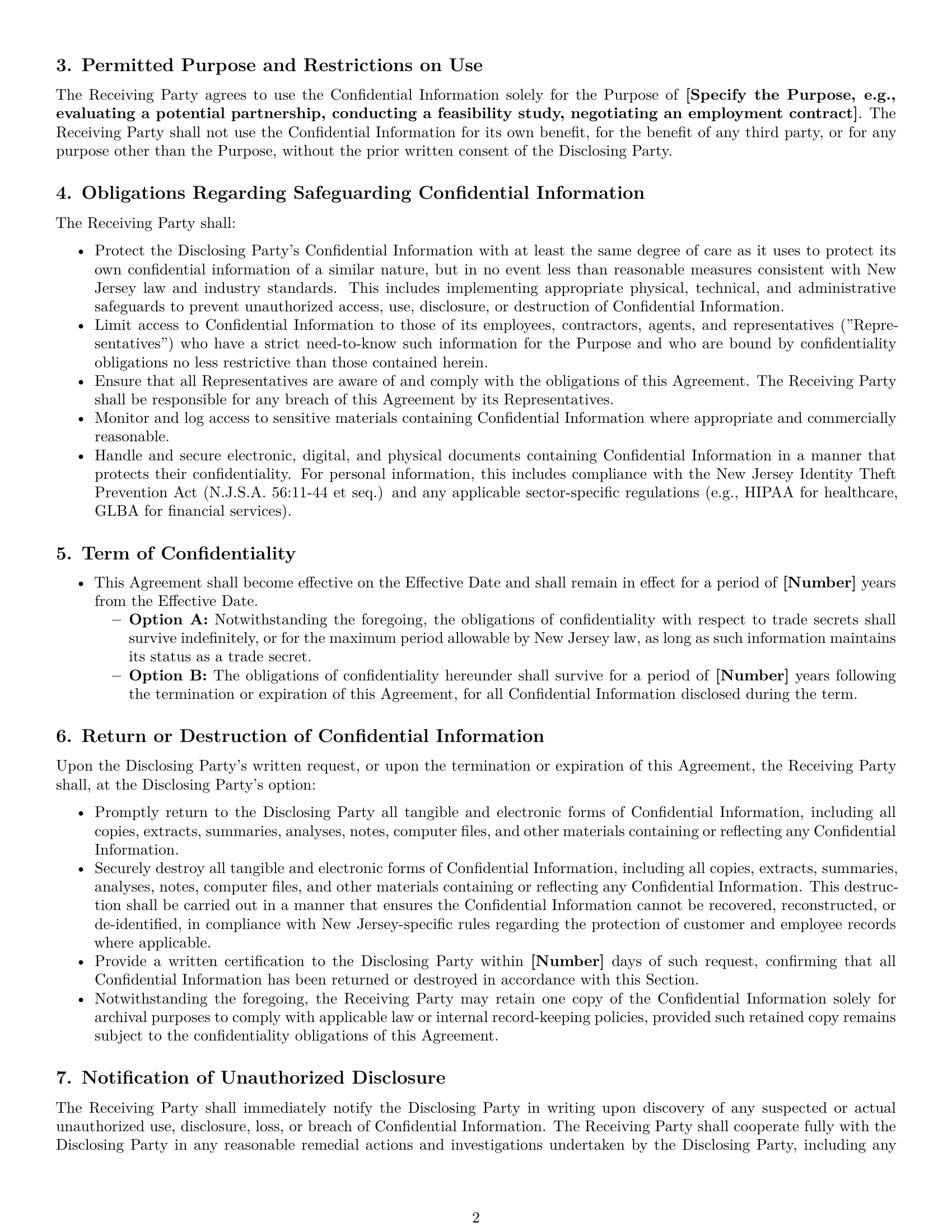 Preview page 2 of Pro New Jersey mutual nda template
