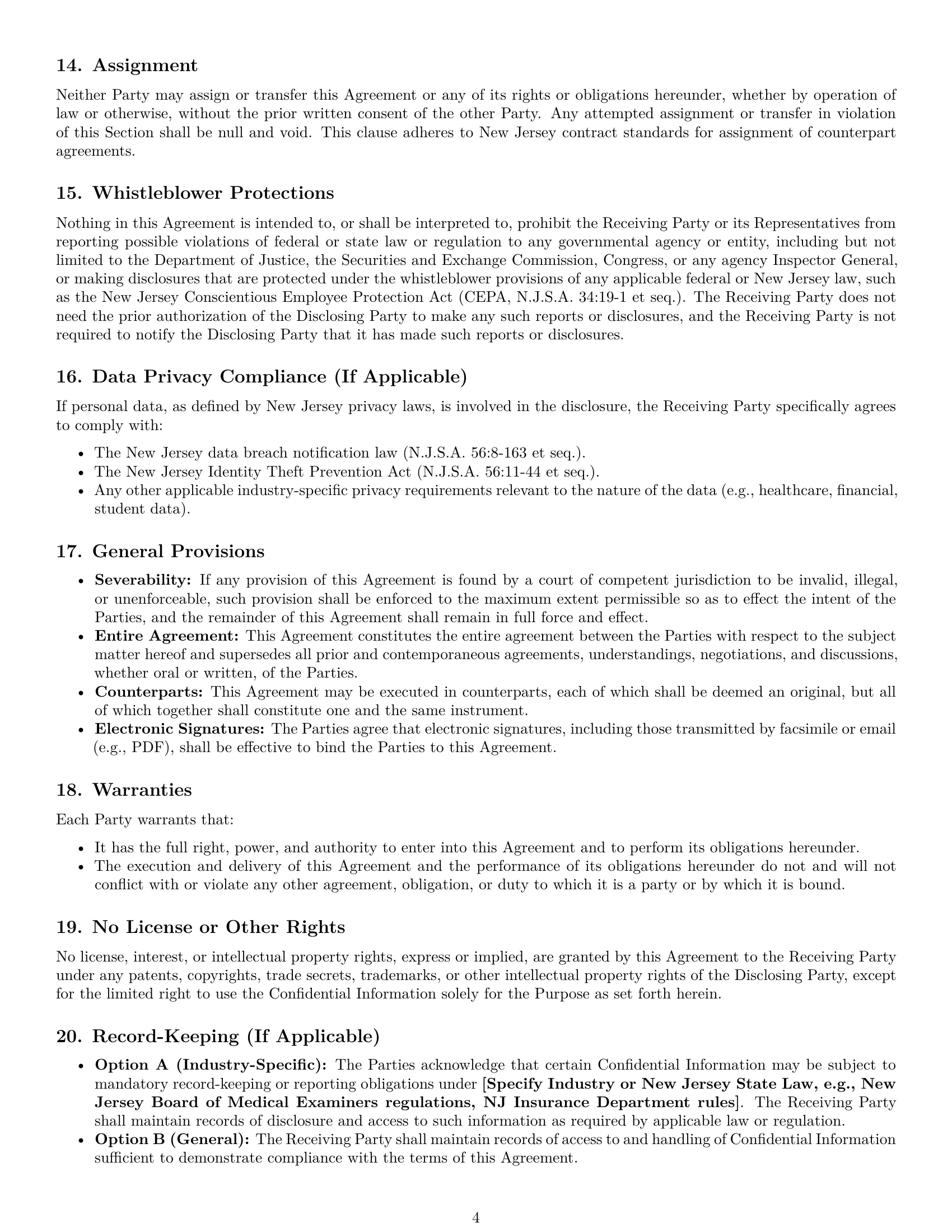 Preview page 4 of Pro New Jersey mutual nda template