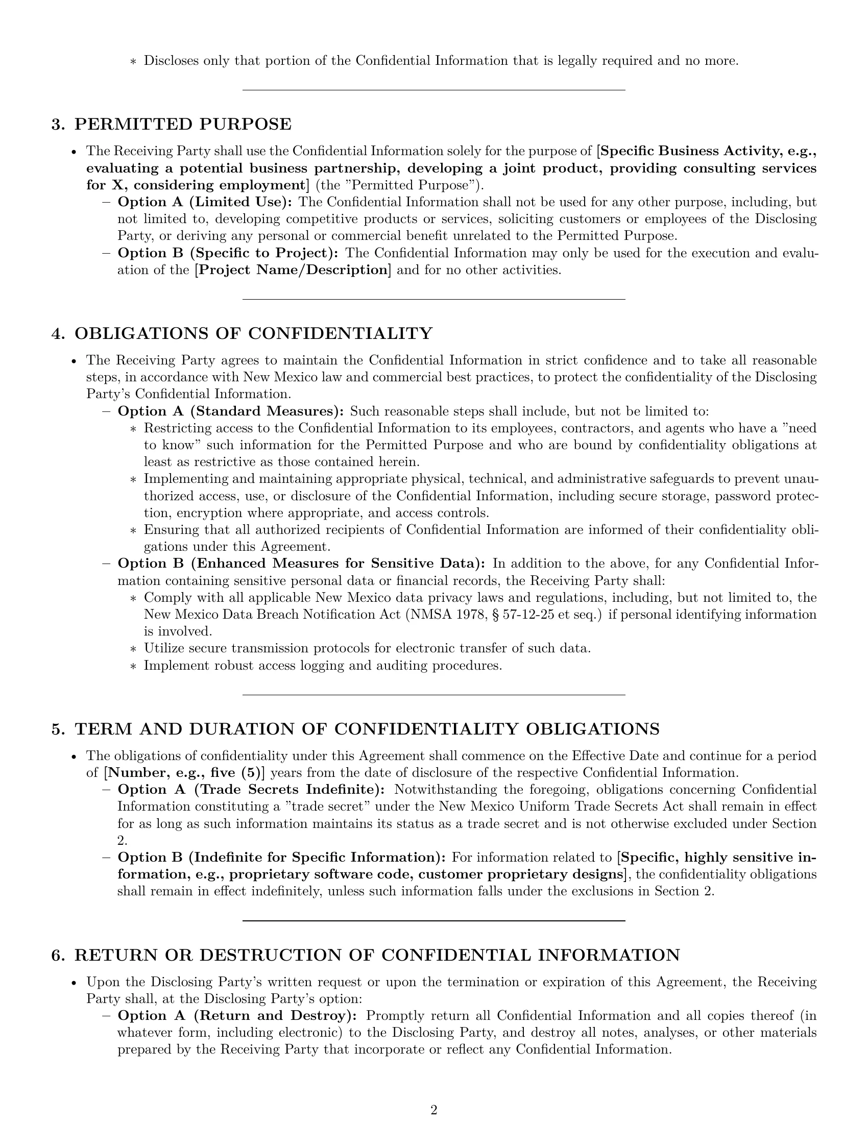 Preview page 2 of Pro New Mexico mutual nda template