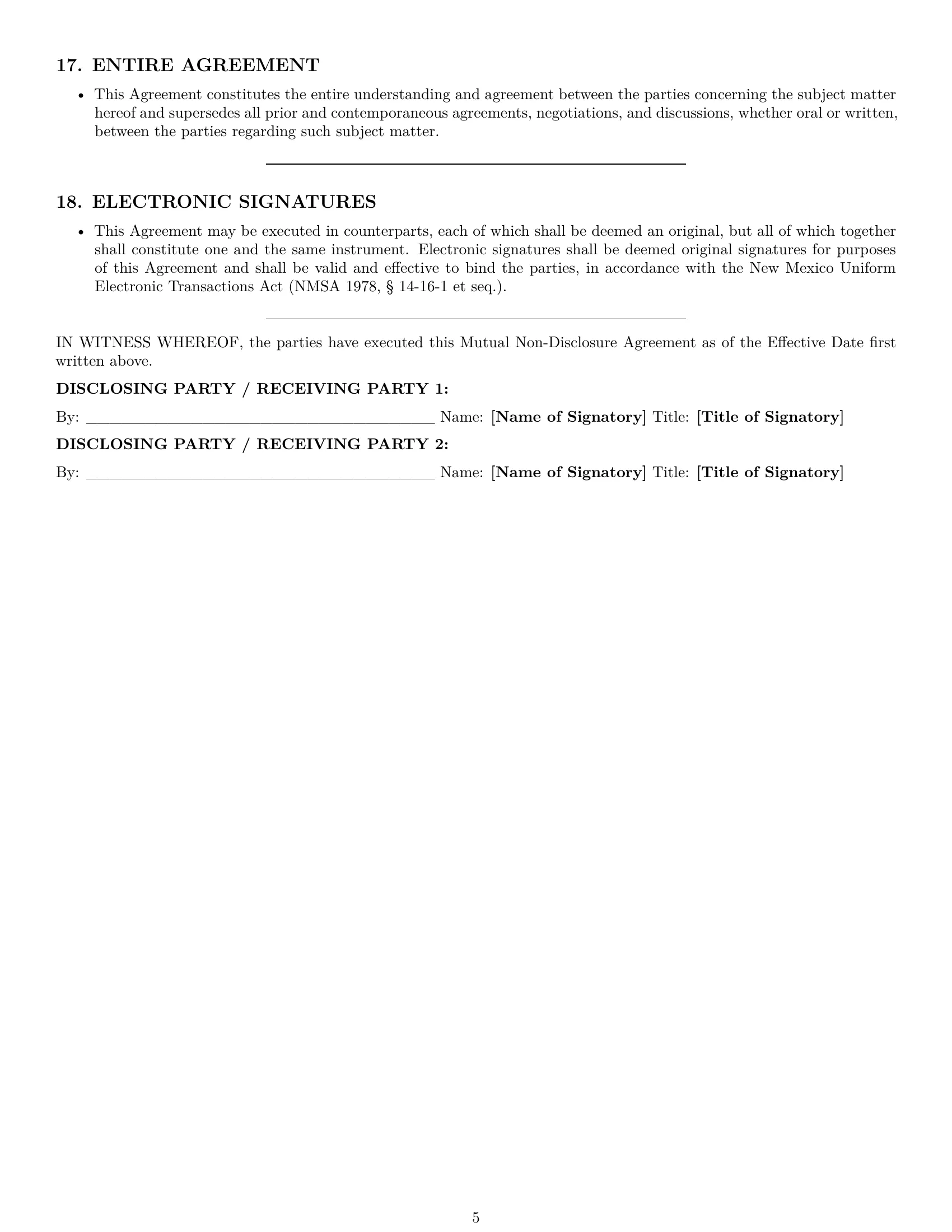 Preview page 5 of Pro New Mexico mutual nda template