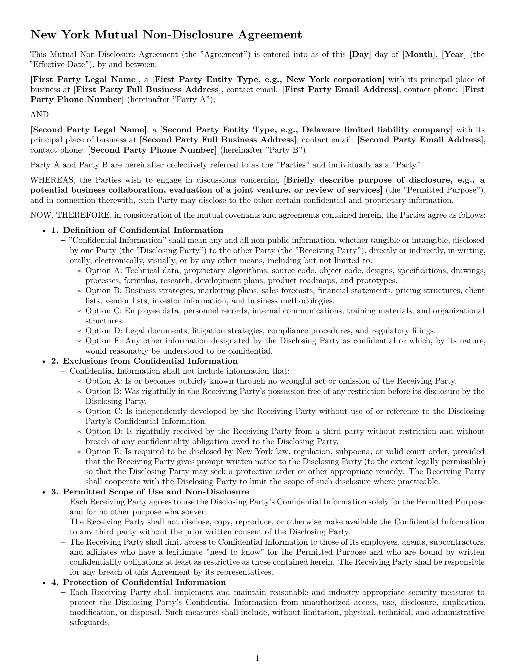 Preview page 1 of Pro New York mutual nda template