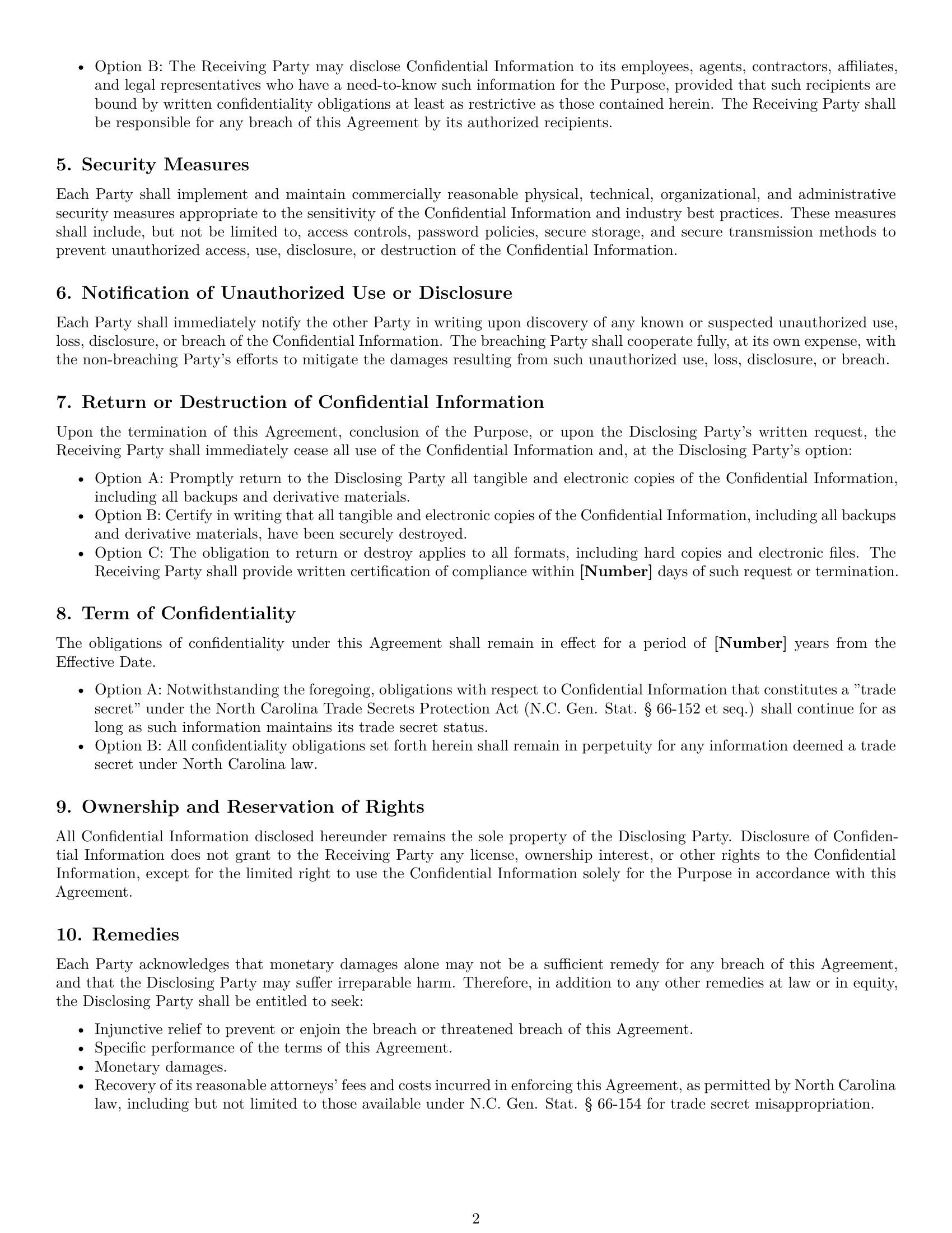 Preview page 2 of Pro North Carolina mutual nda template