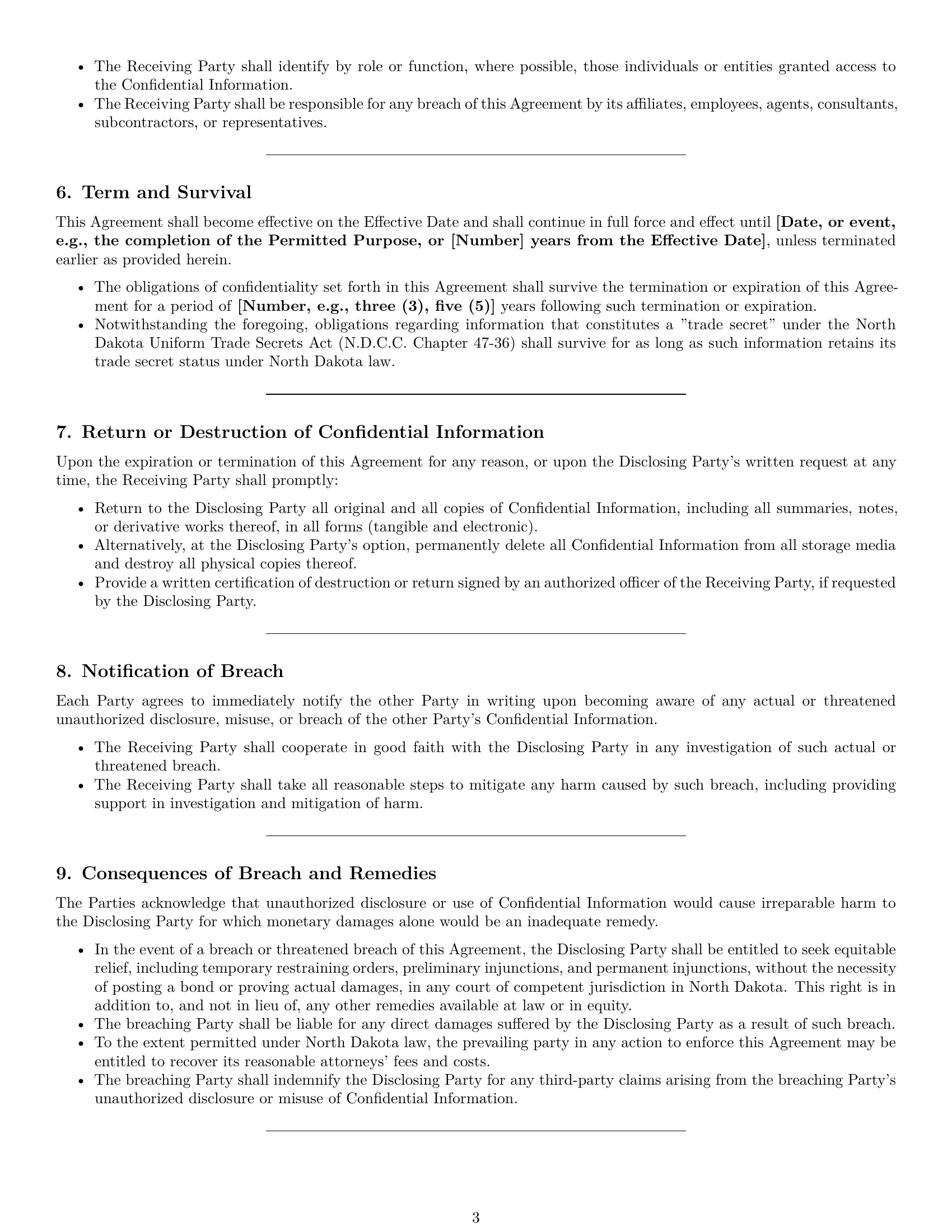 Preview page 3 of Pro North Dakota mutual nda template