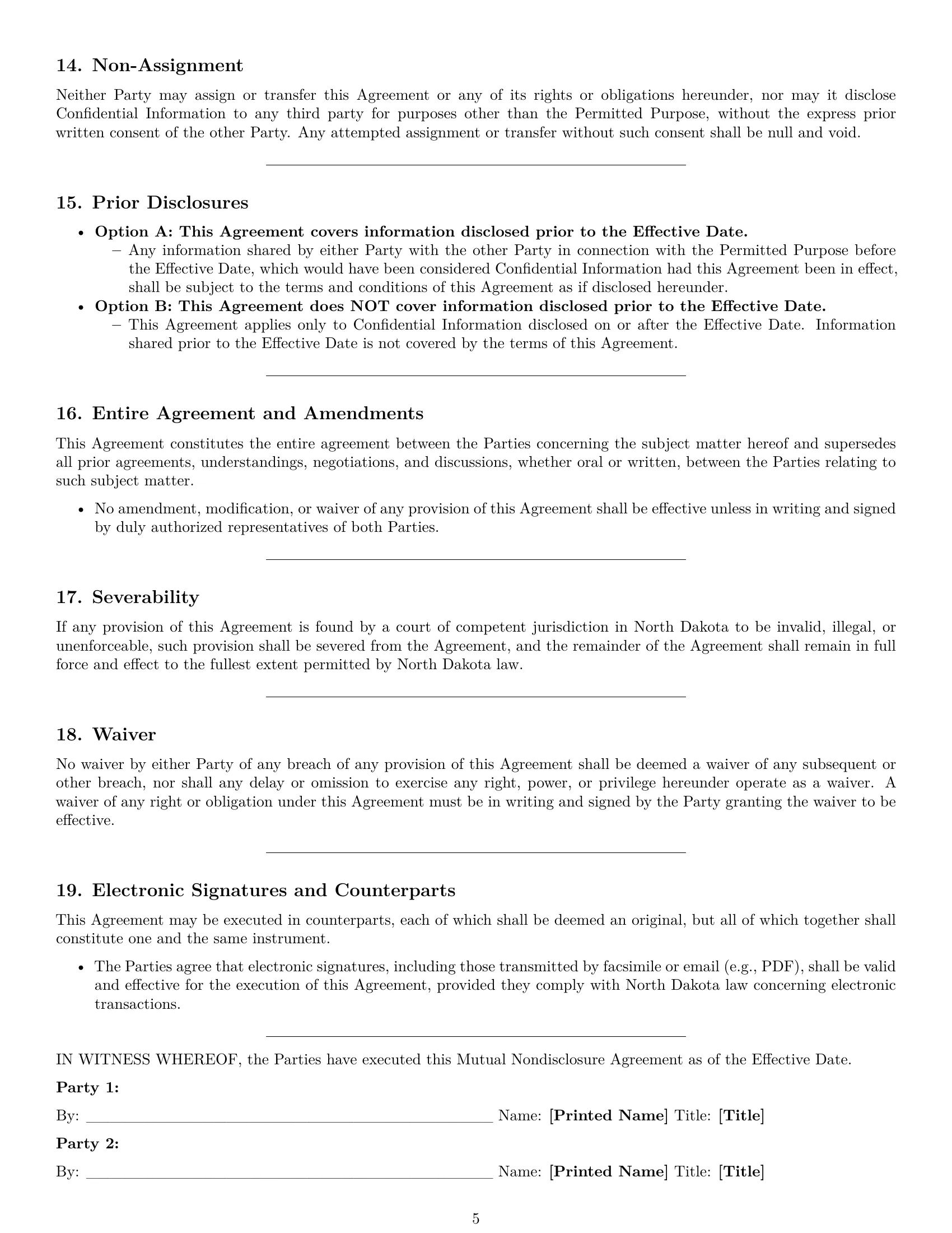 Preview page 5 of Pro North Dakota mutual nda template