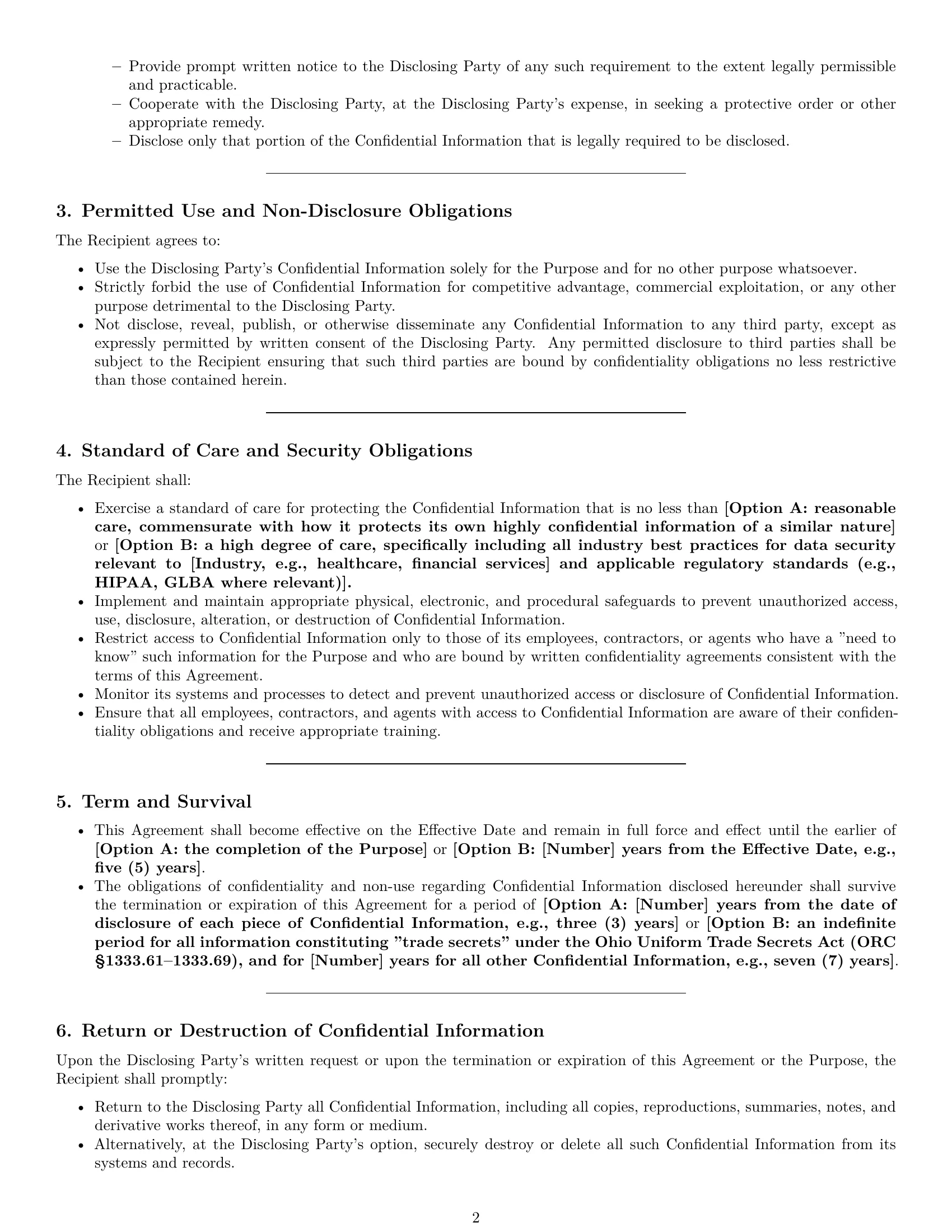 Preview page 2 of Pro Ohio mutual nda template