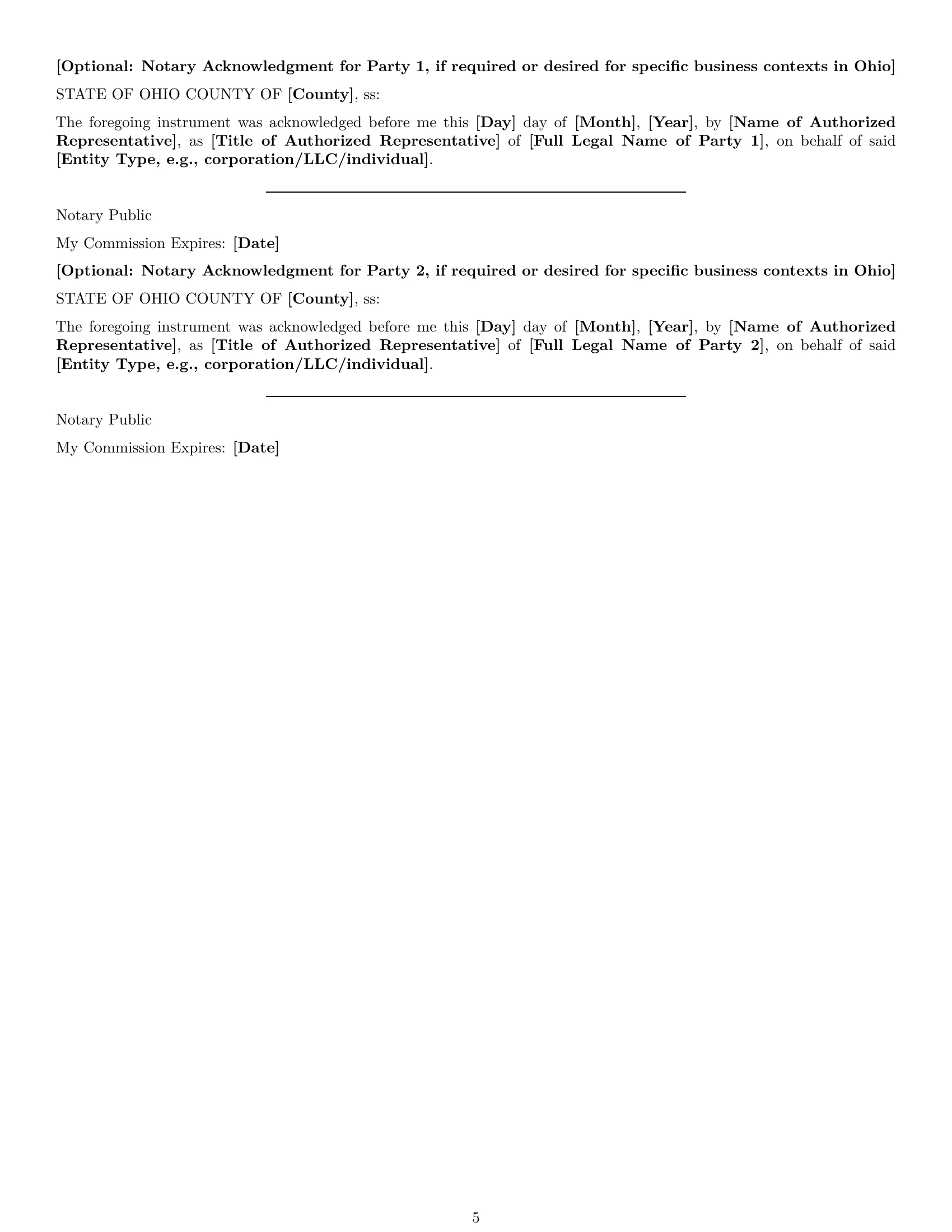 Preview page 5 of Pro Ohio mutual nda template