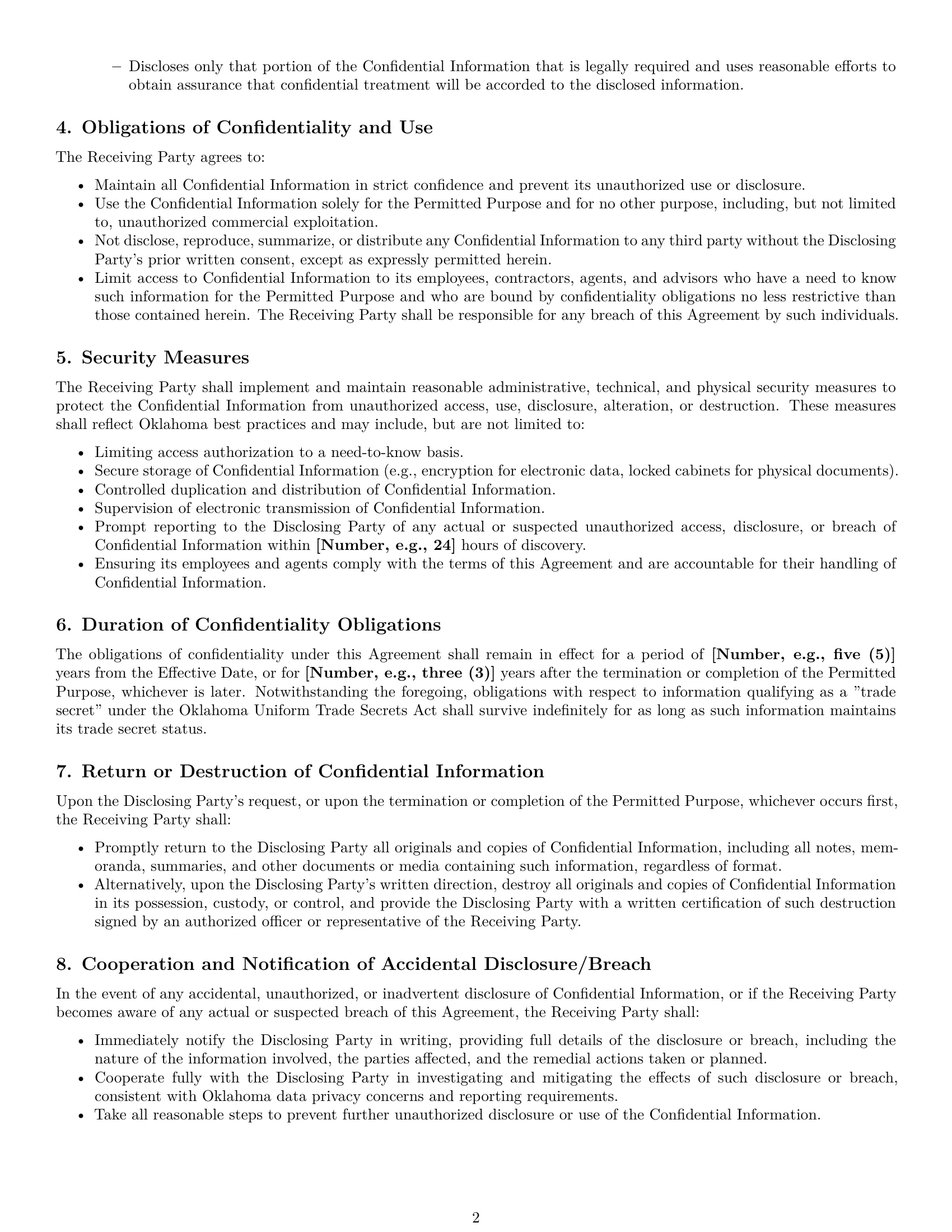 Preview page 2 of Pro Oklahoma mutual nda template