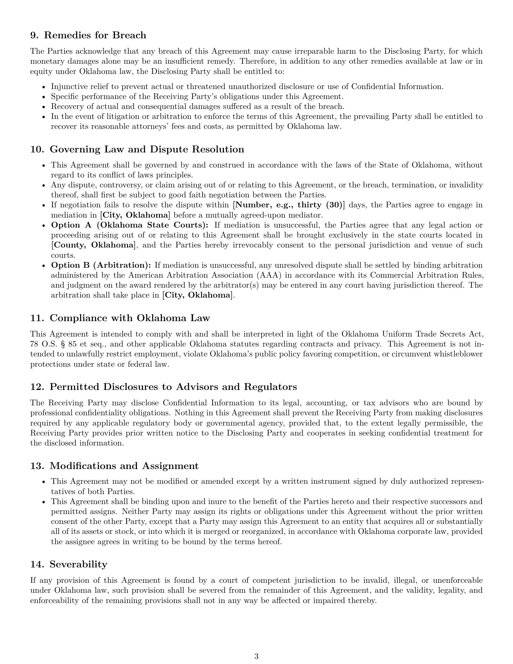 Preview page 3 of Pro Oklahoma mutual nda template