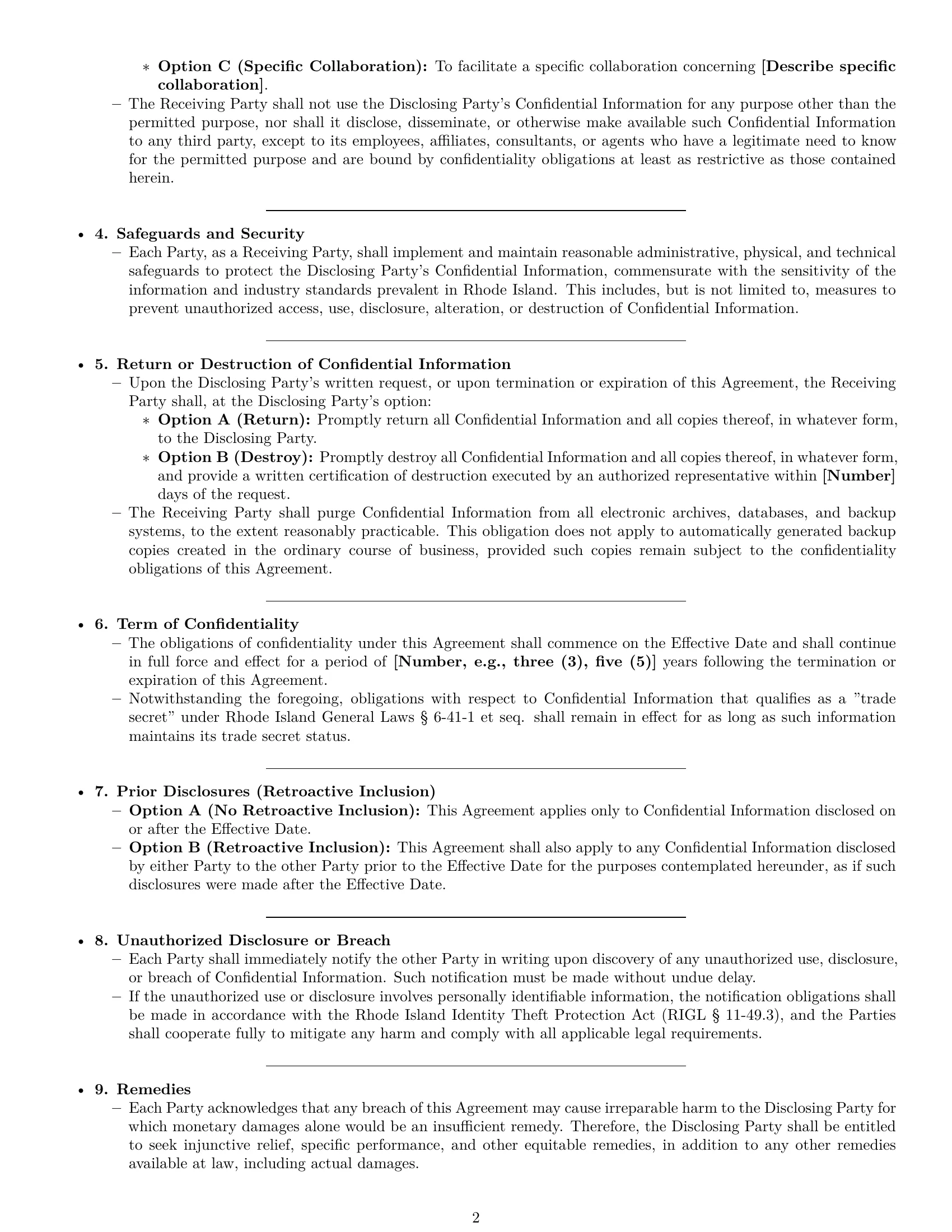 Preview page 2 of Pro Rhode Island mutual nda template