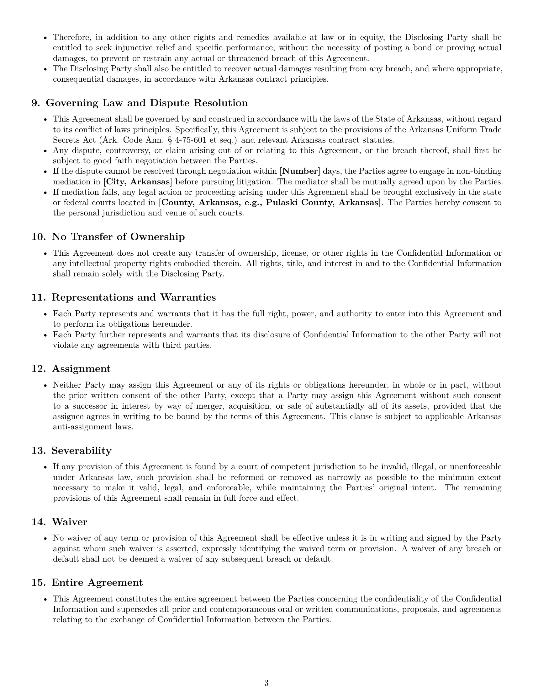 Preview page 3 of Pro Arkansas mutual nda template