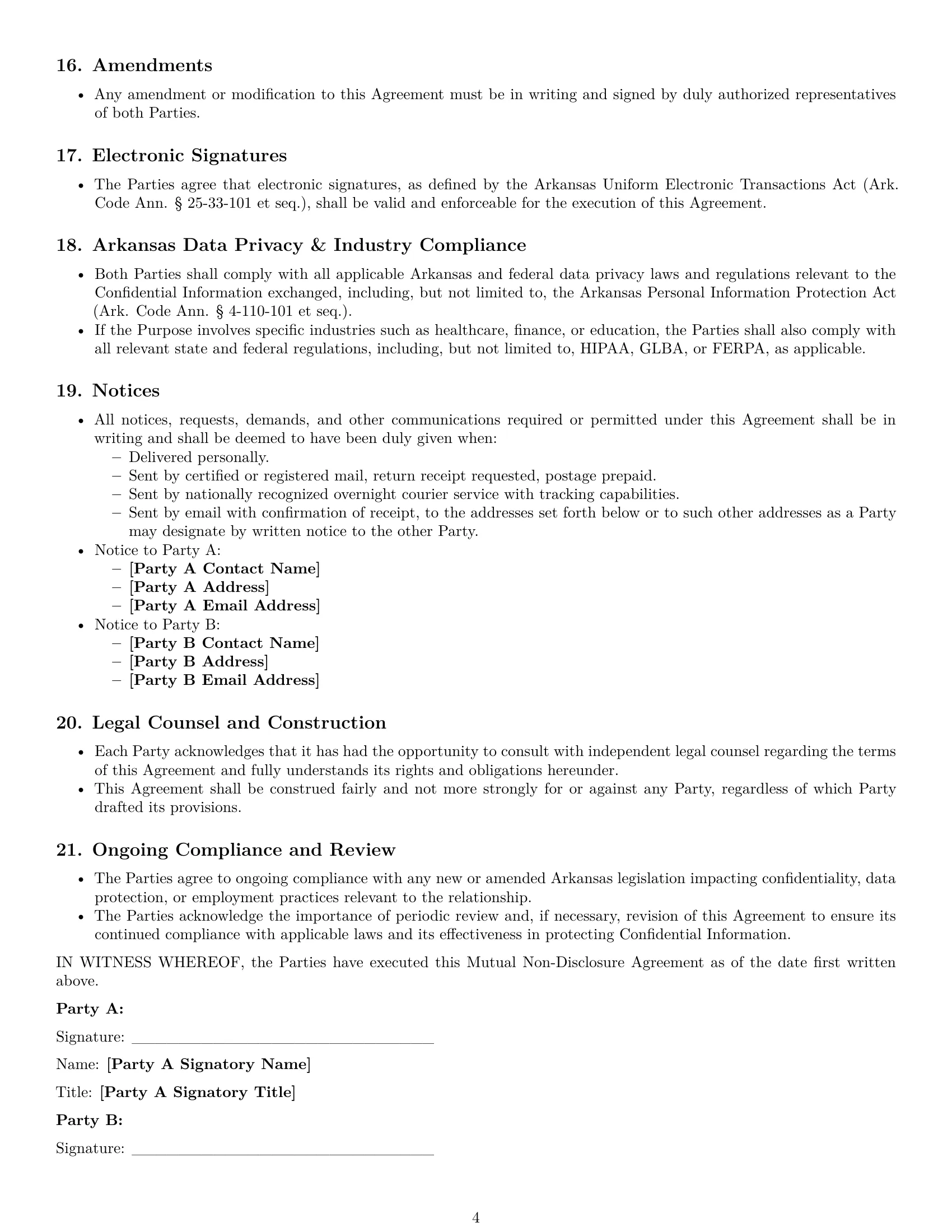 Preview page 4 of Pro Arkansas mutual nda template