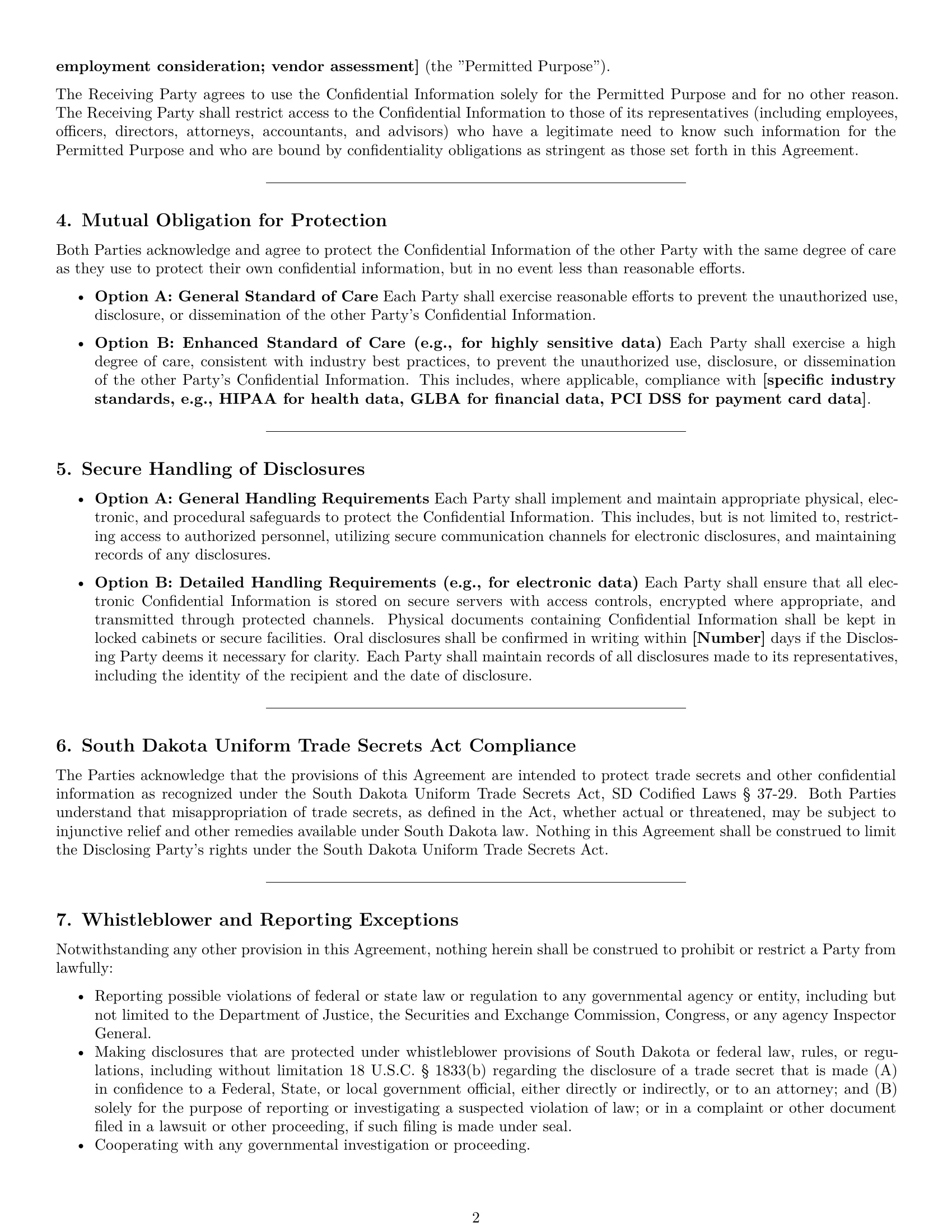Preview page 2 of Pro South Dakota mutual nda template