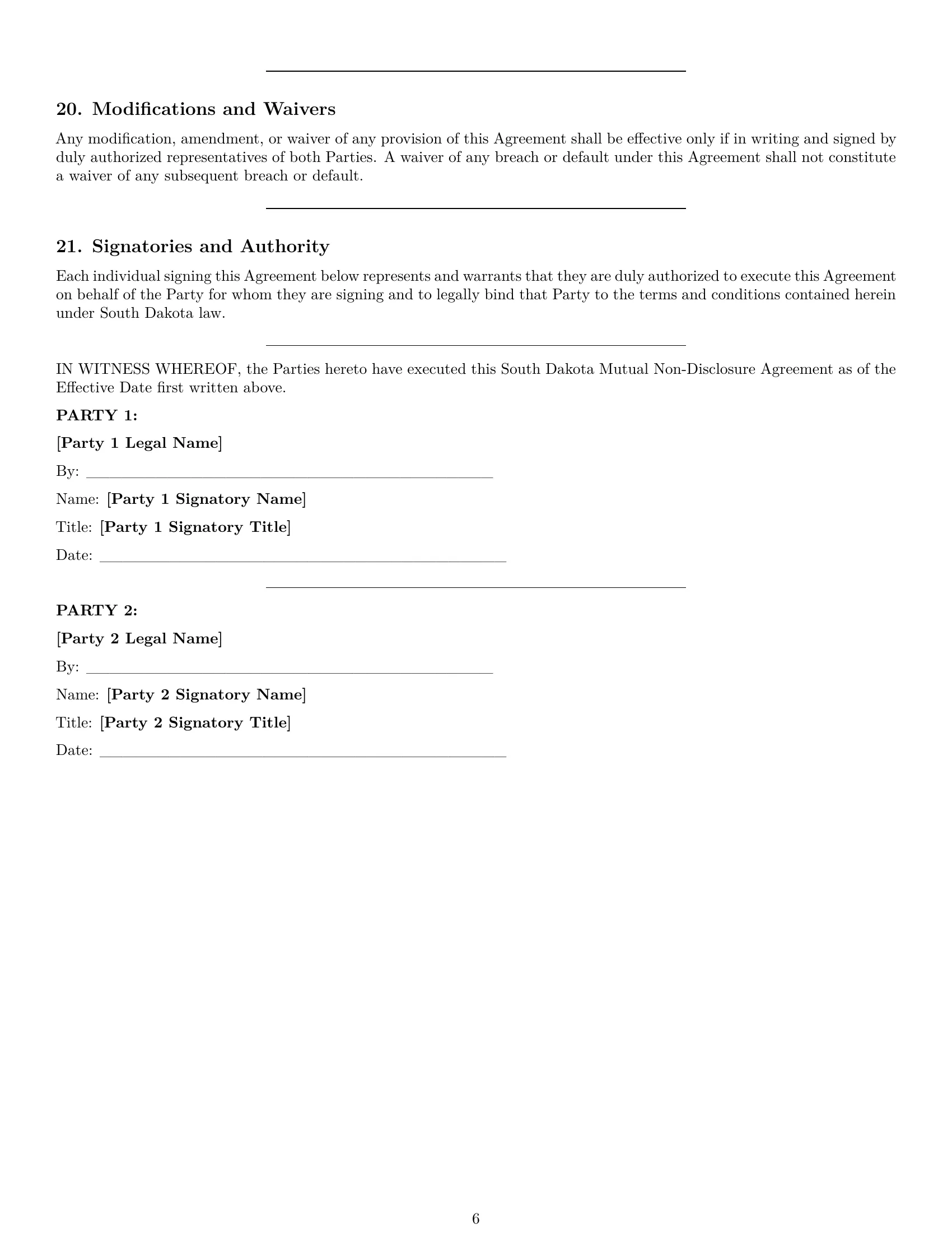 Preview page 6 of Pro South Dakota mutual nda template