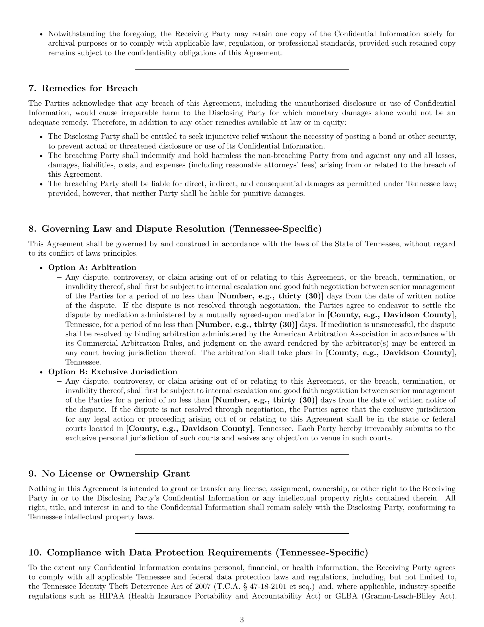 Preview page 3 of Pro Tennessee mutual nda template