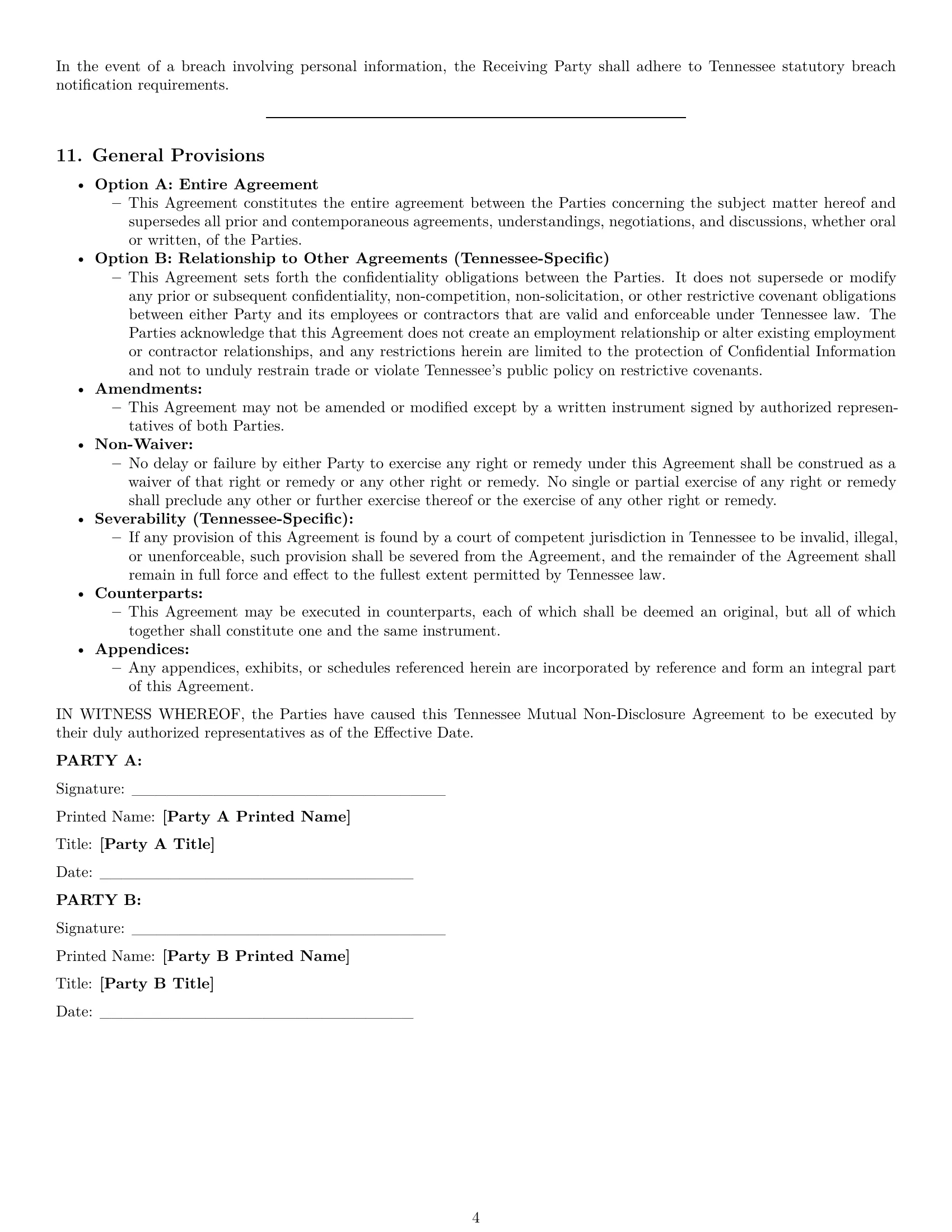 Preview page 4 of Pro Tennessee mutual nda template