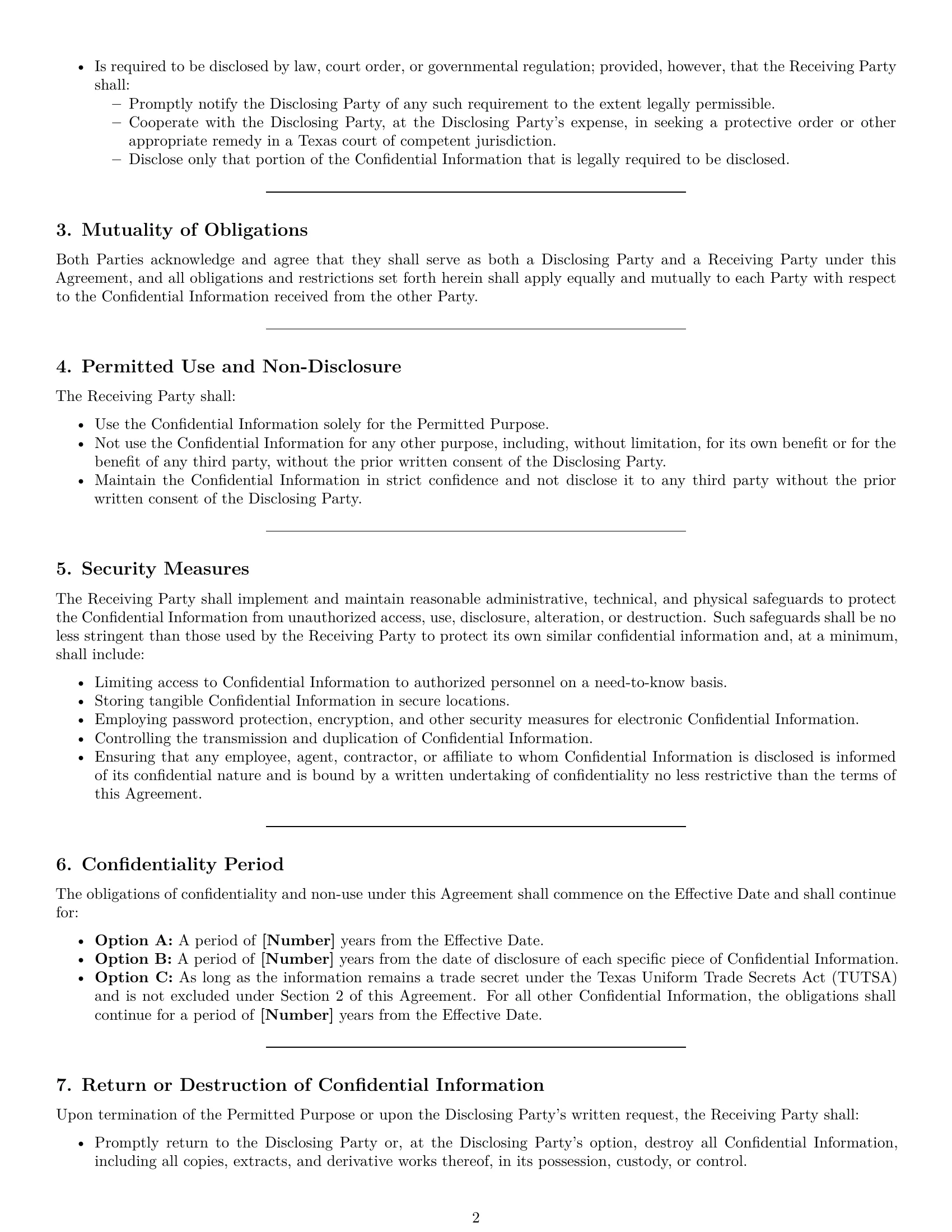 Preview page 2 of Pro Texas mutual nda template