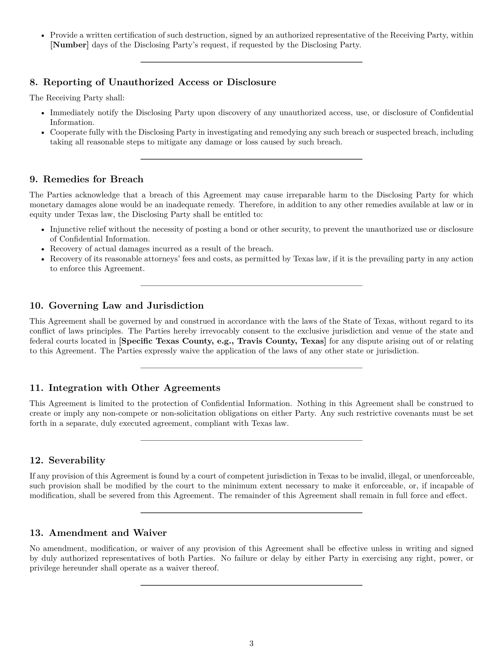 Preview page 3 of Pro Texas mutual nda template