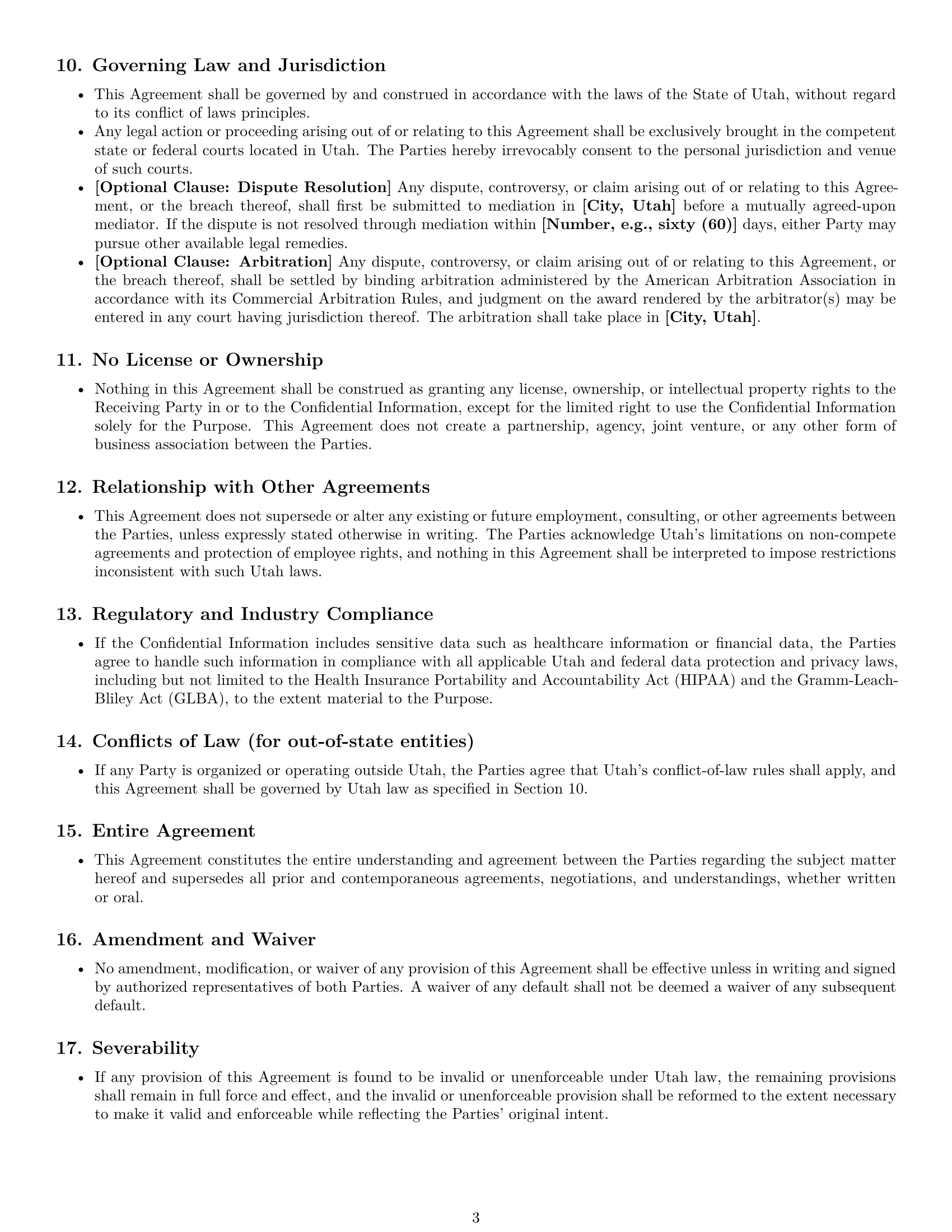 Preview page 3 of Pro Utah mutual nda template