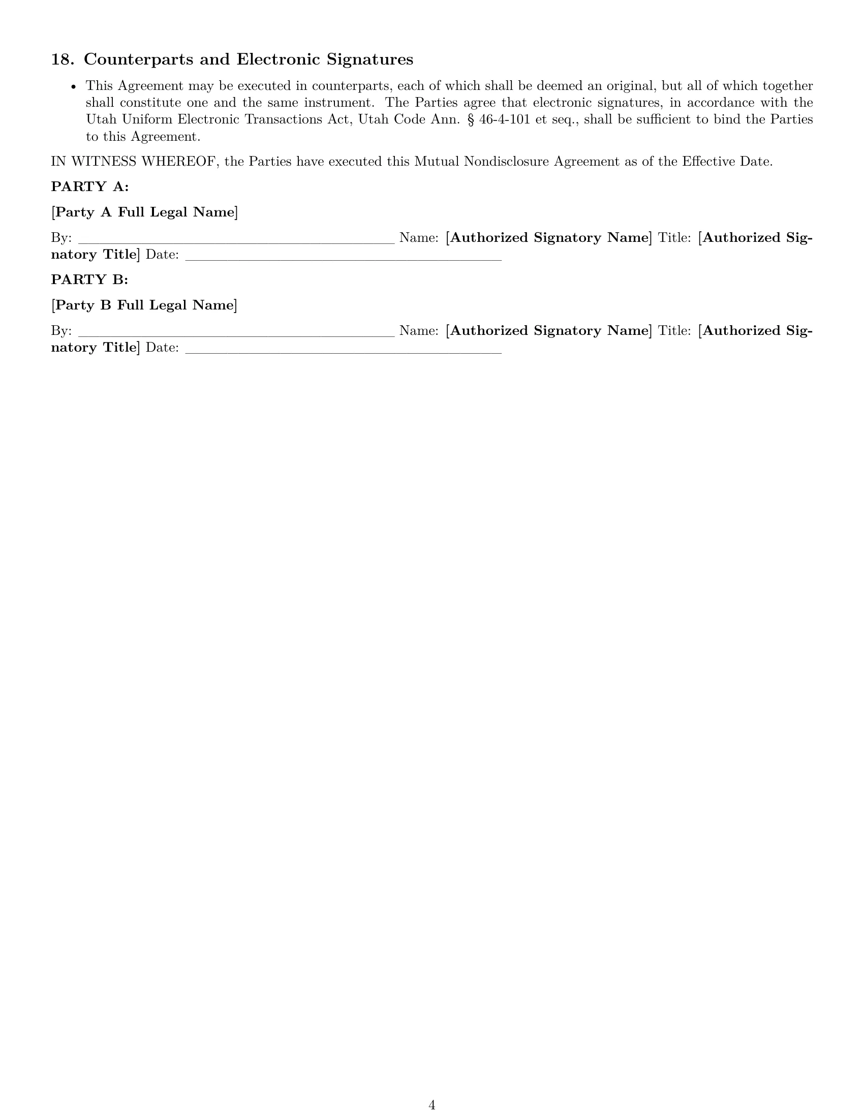 Preview page 4 of Pro Utah mutual nda template