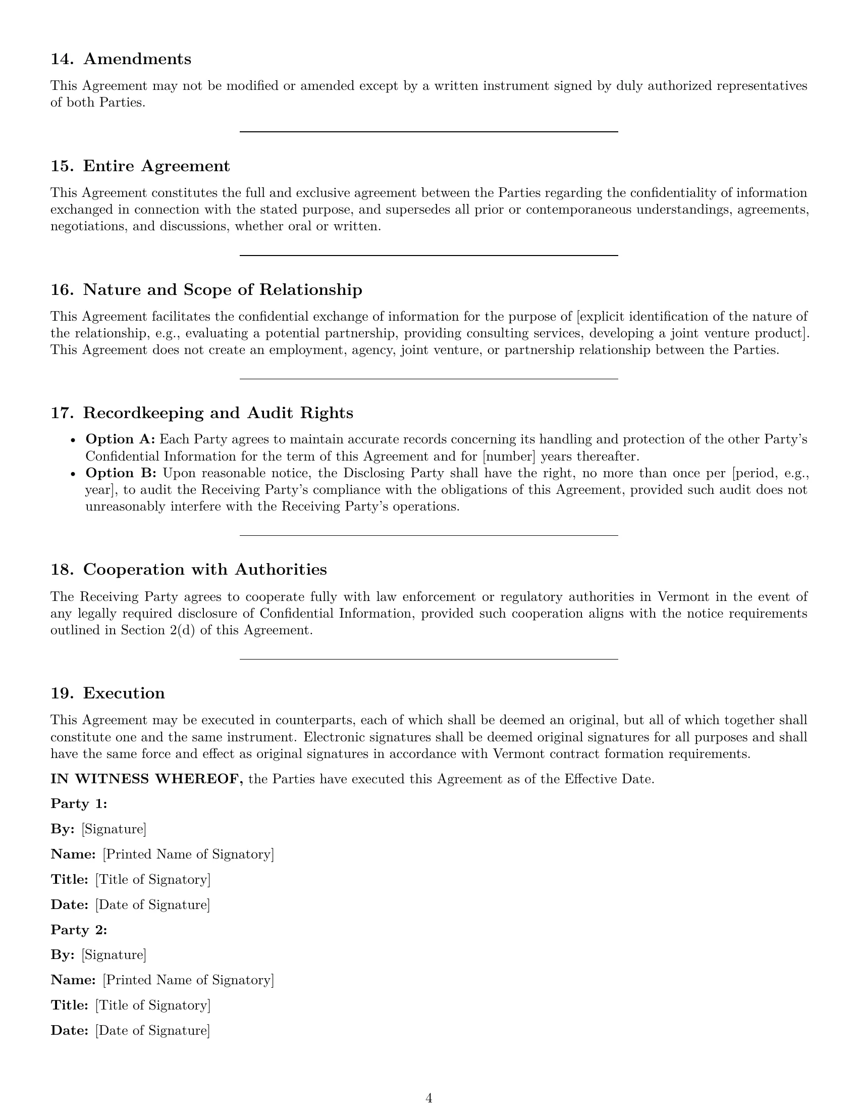Preview page 4 of Pro Vermont mutual nda template