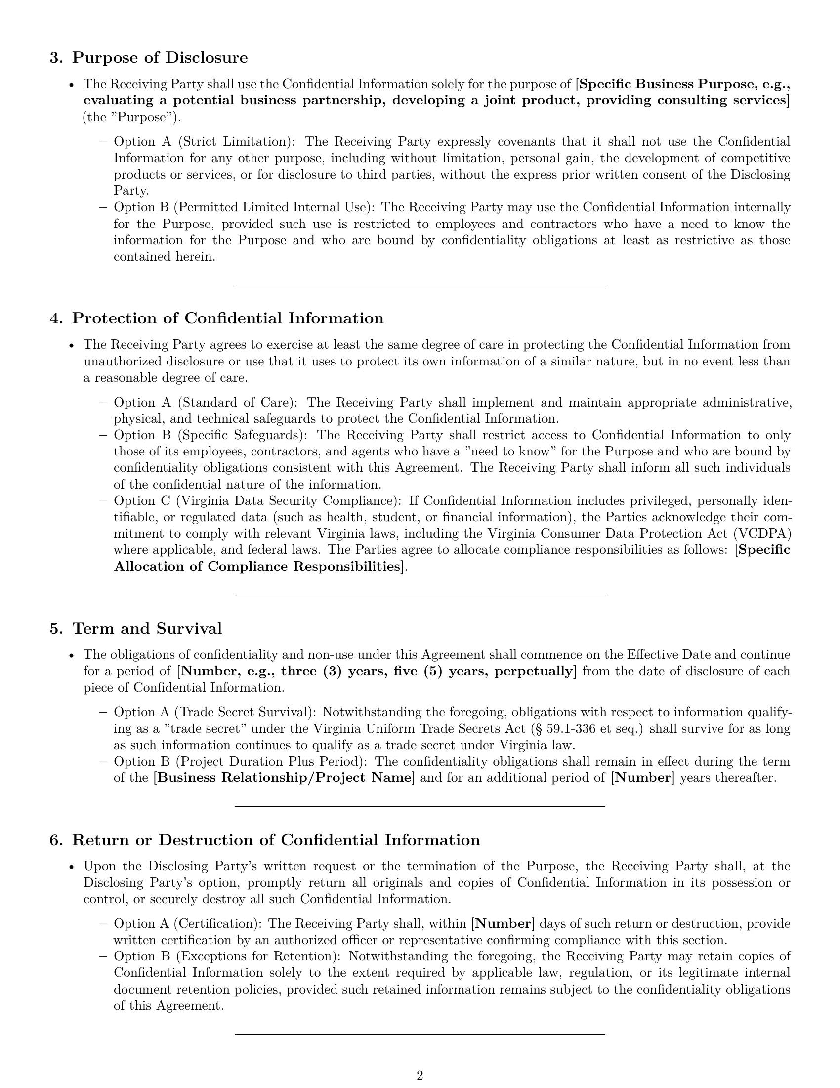 Preview page 2 of Pro Virginia mutual nda template