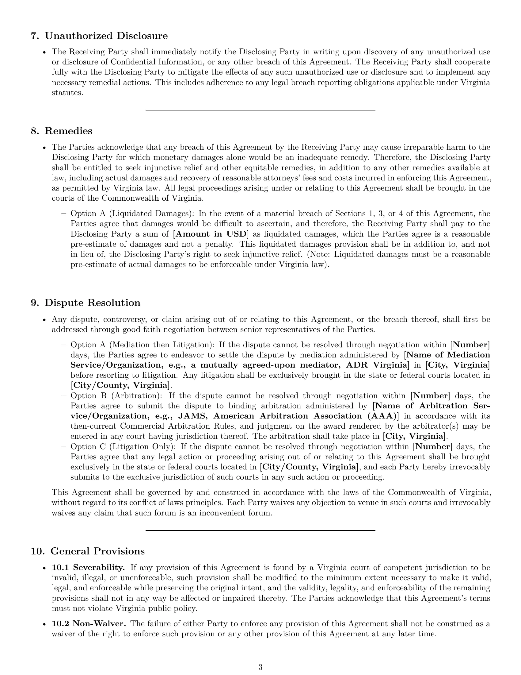 Preview page 3 of Pro Virginia mutual nda template