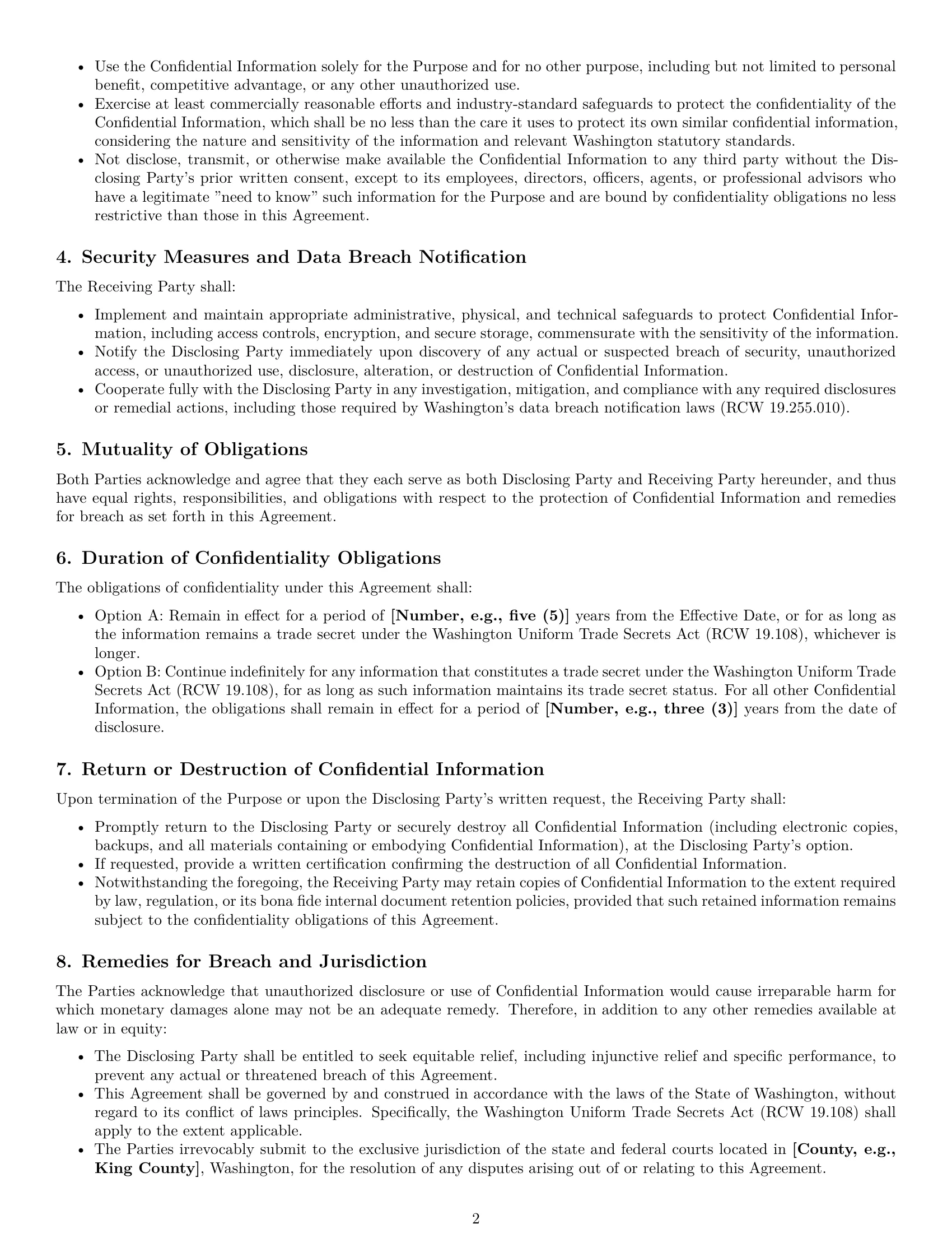 Preview page 2 of Pro Washington mutual nda template