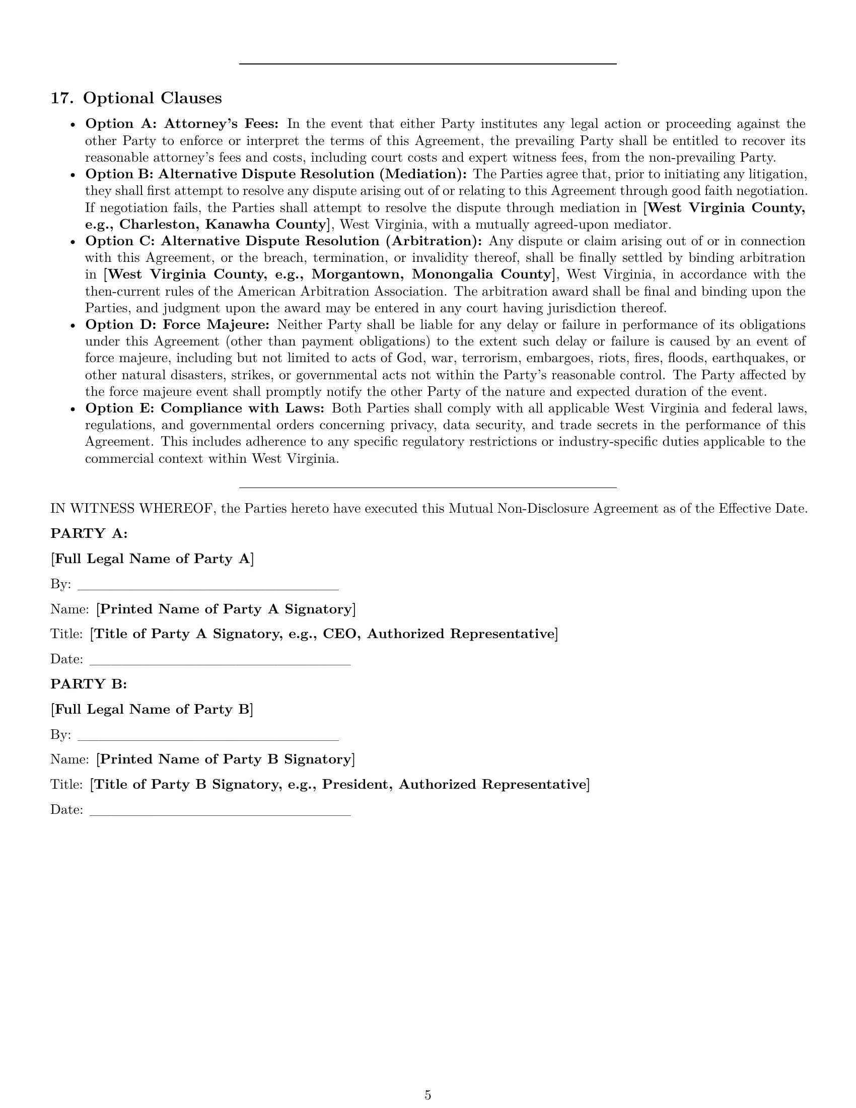 Preview page 5 of Pro West Virginia mutual nda template