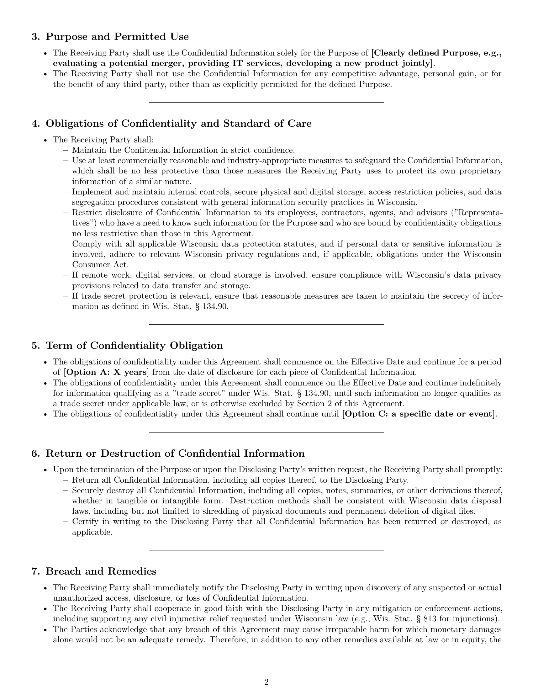 Preview page 2 of Pro Wisconsin mutual nda template