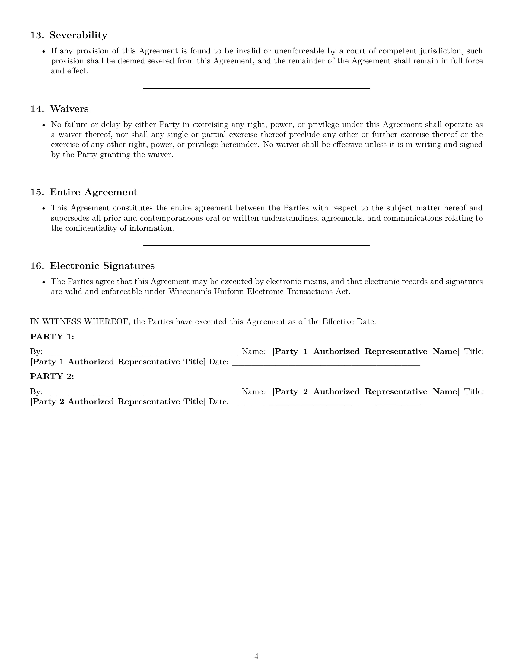 Preview page 4 of Pro Wisconsin mutual nda template