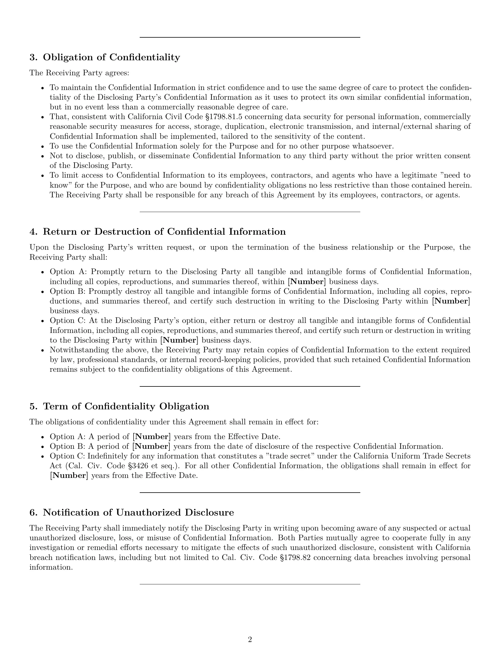Preview page 2 of Pro California mutual nda template