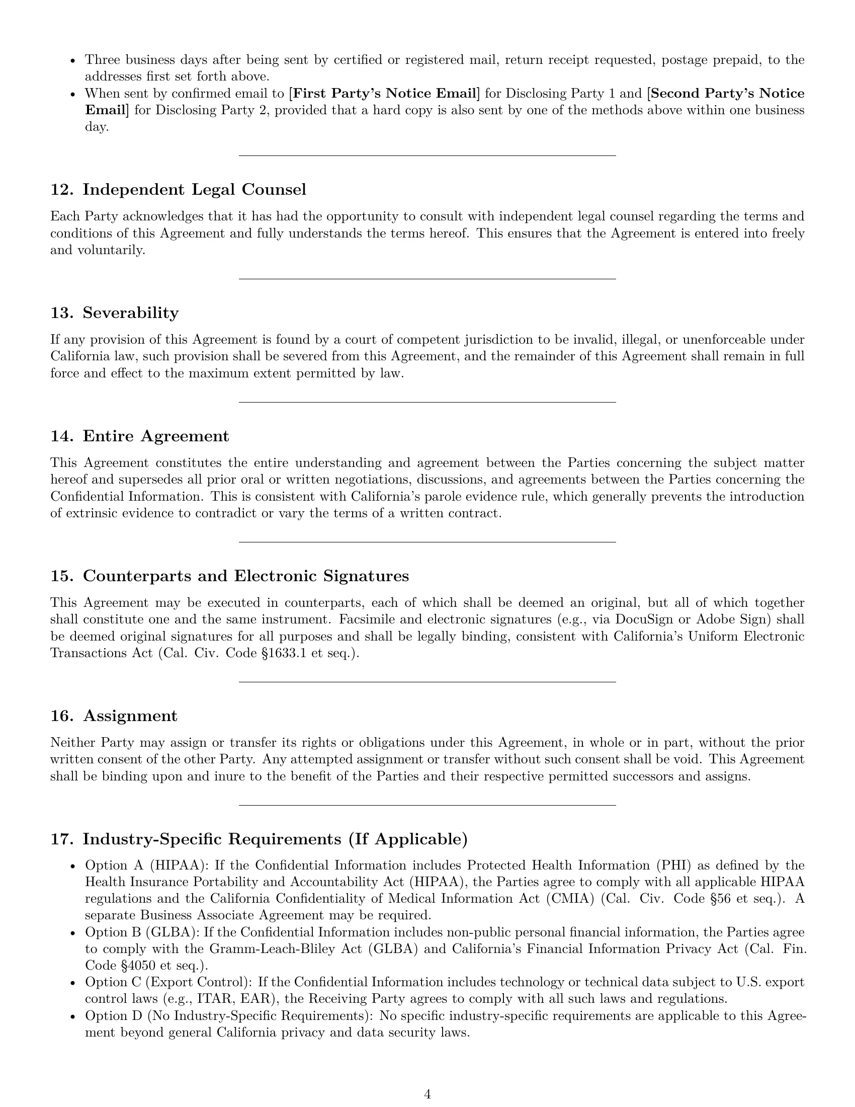 Preview page 4 of Pro California mutual nda template