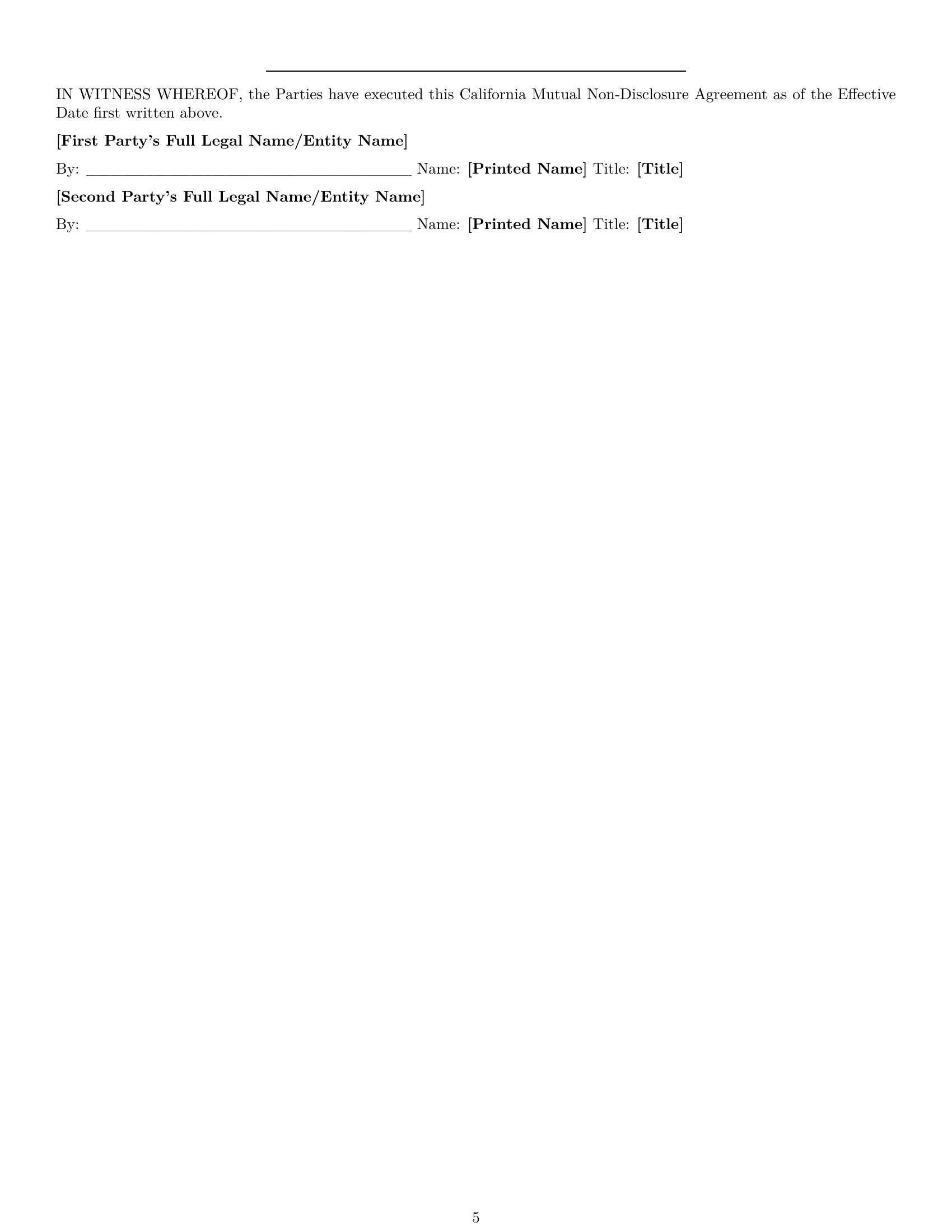 Preview page 5 of Pro California mutual nda template
