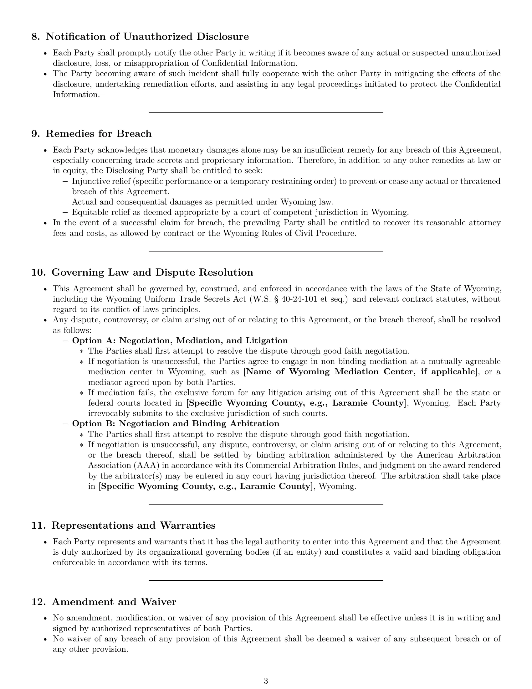 Preview page 3 of Pro Wyoming mutual nda template
