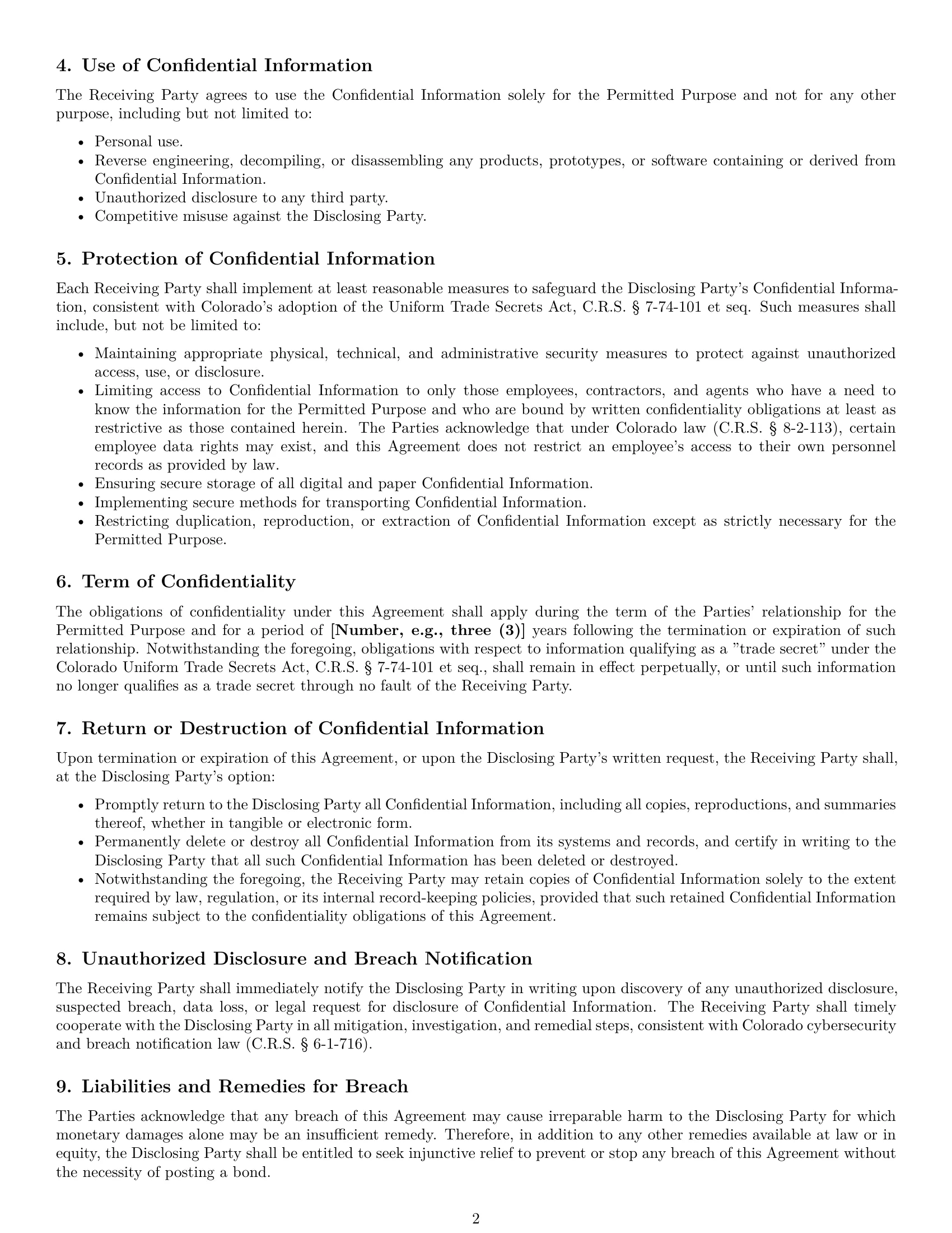 Preview page 2 of Pro Colorado mutual nda template