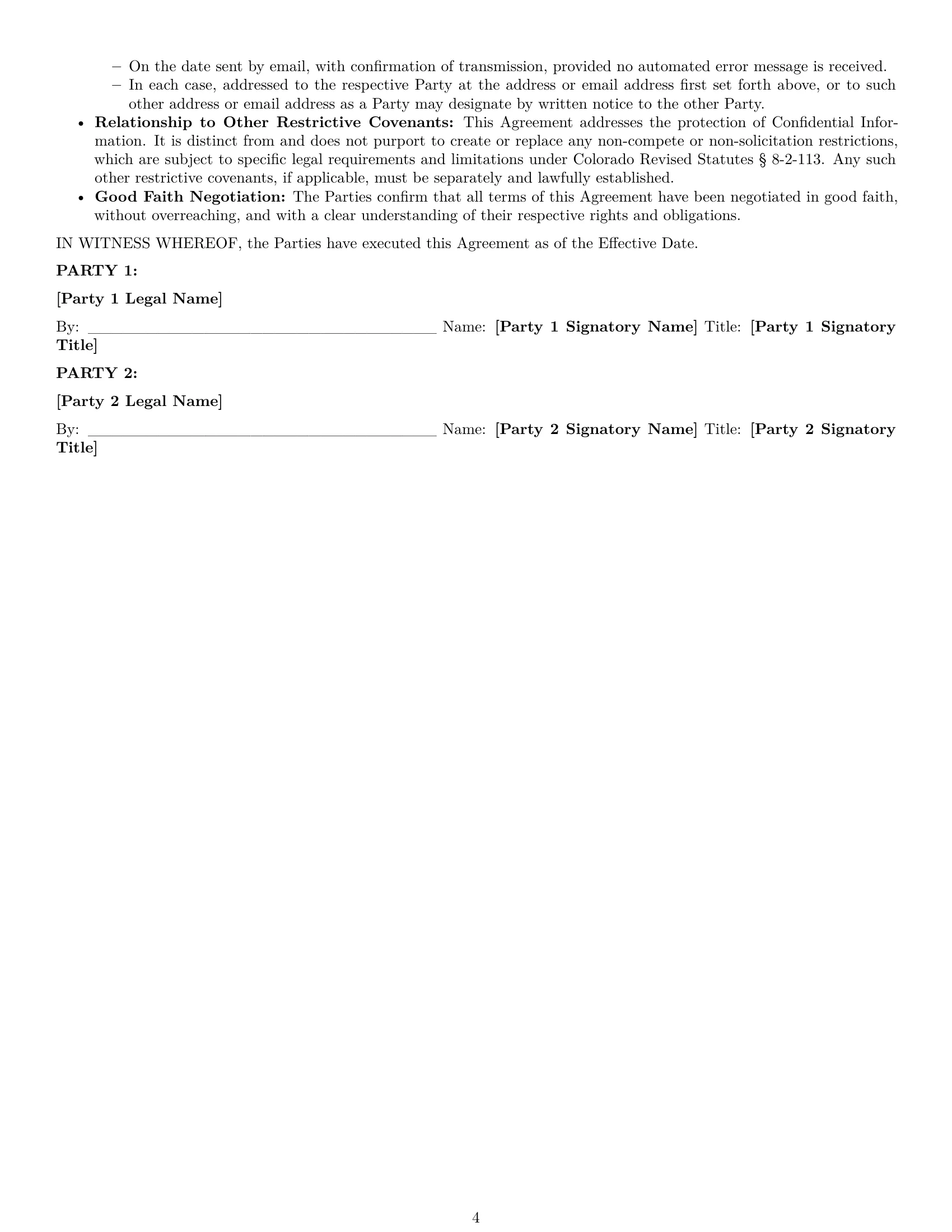 Preview page 4 of Pro Colorado mutual nda template