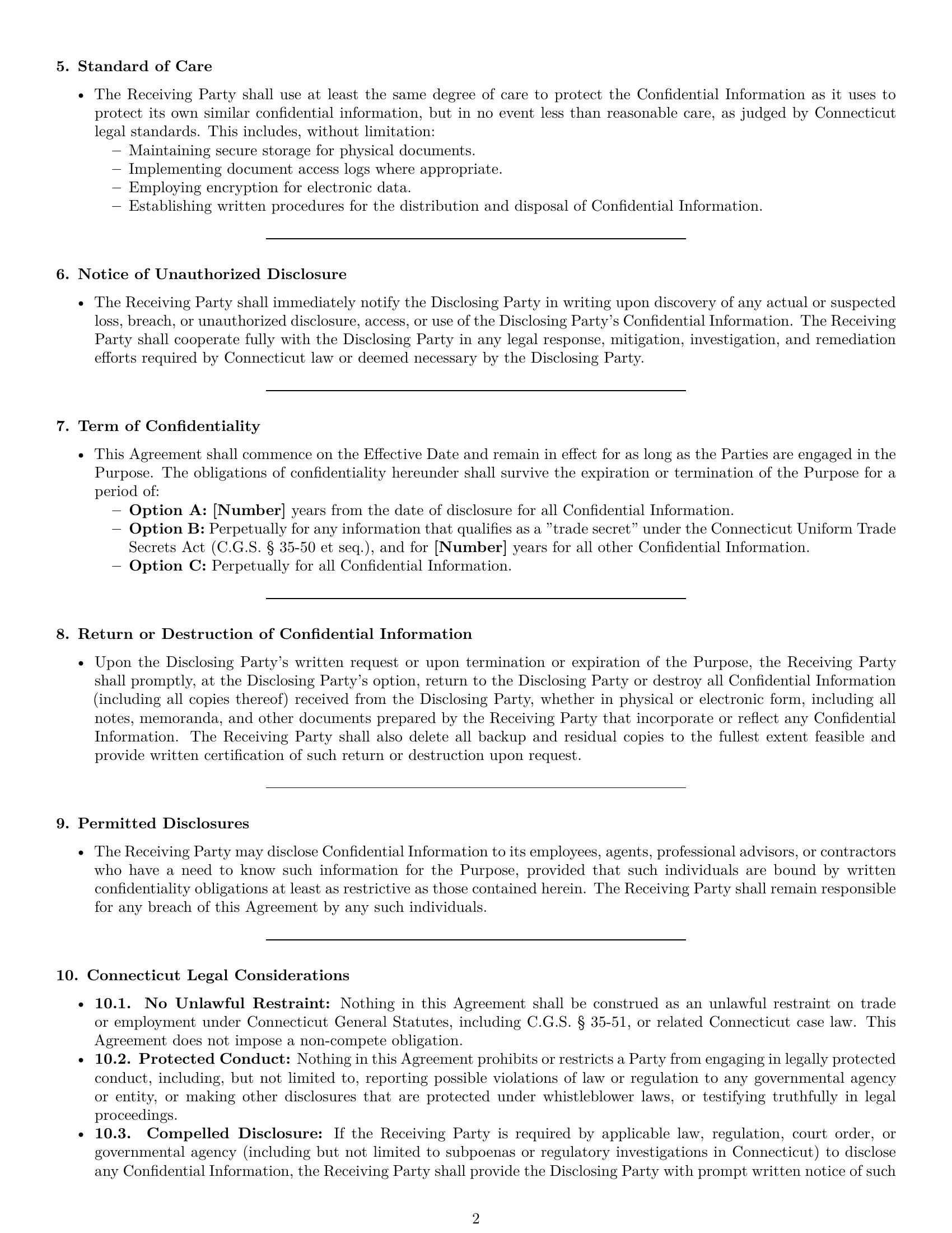 Preview page 2 of Pro Connecticut mutual nda template