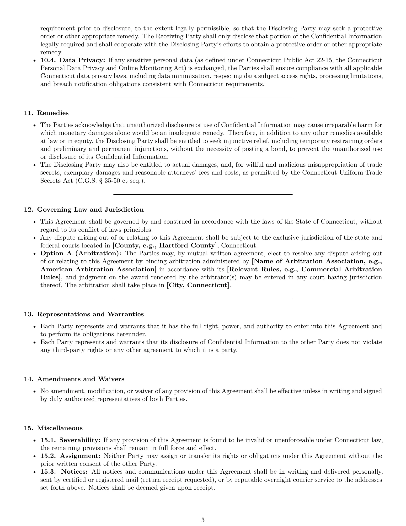 Preview page 3 of Pro Connecticut mutual nda template