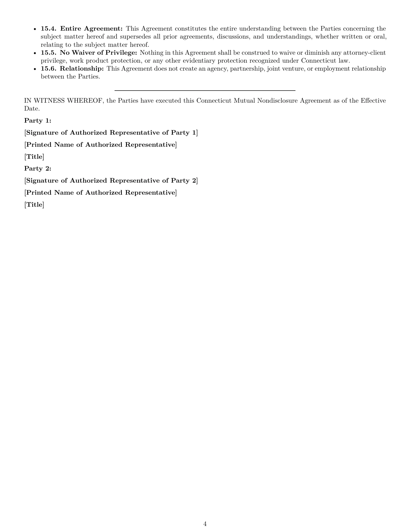 Preview page 4 of Pro Connecticut mutual nda template